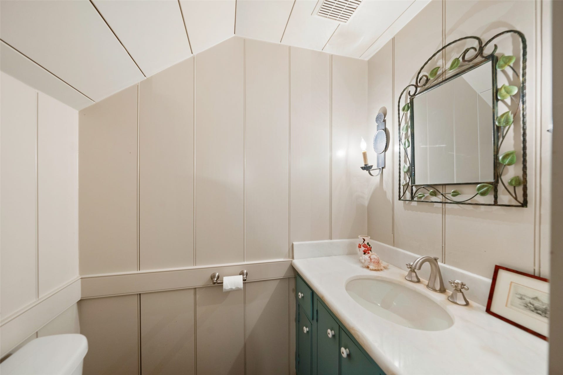 38914 Sampson Road, Brookshire, TX 77423 One of the two half baths on main floor - this one is tucked away under the stairs
