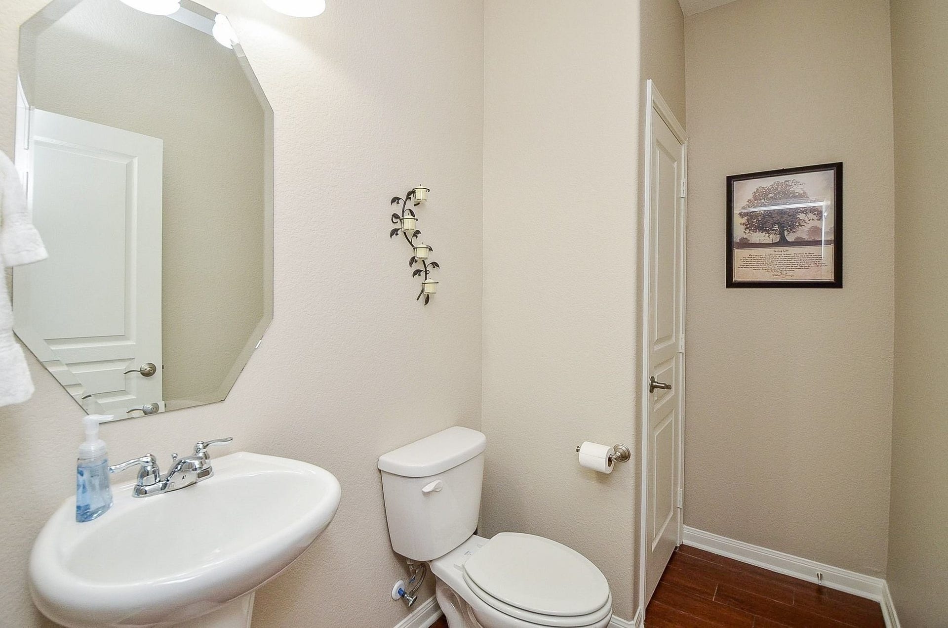 19802 Mulberry Pine Lane, Cypress, TX 77429 Half bath downstairs that could easily be converted into a full bath to create a second primary bedroom downstairs.
