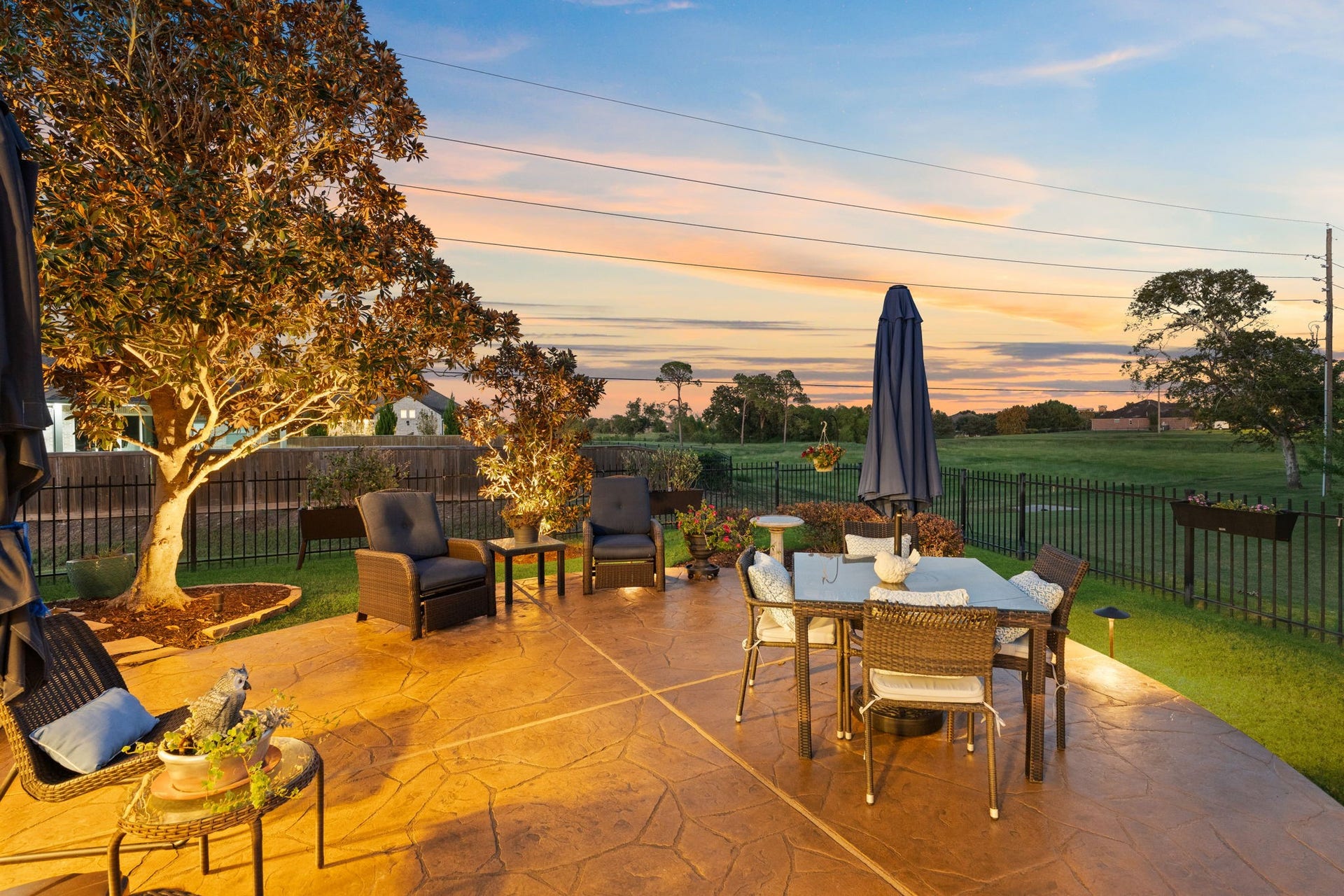 2903 Bur Oak Court, Richmond, TX 77469 Beautiful stamped-concrete patio adds texture & character to extended outdoor living space.