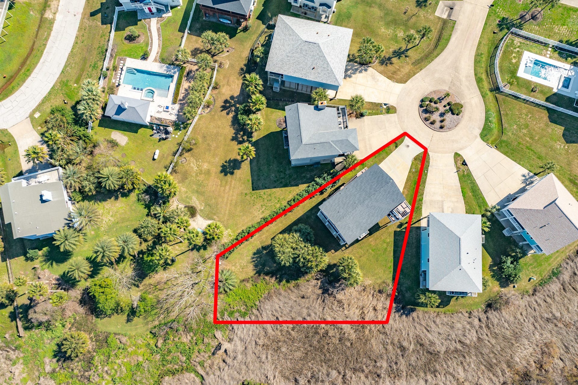 3903 Pirates Beach Blvd Court, Galveston, TX 77554 Aerial view of home/lot.