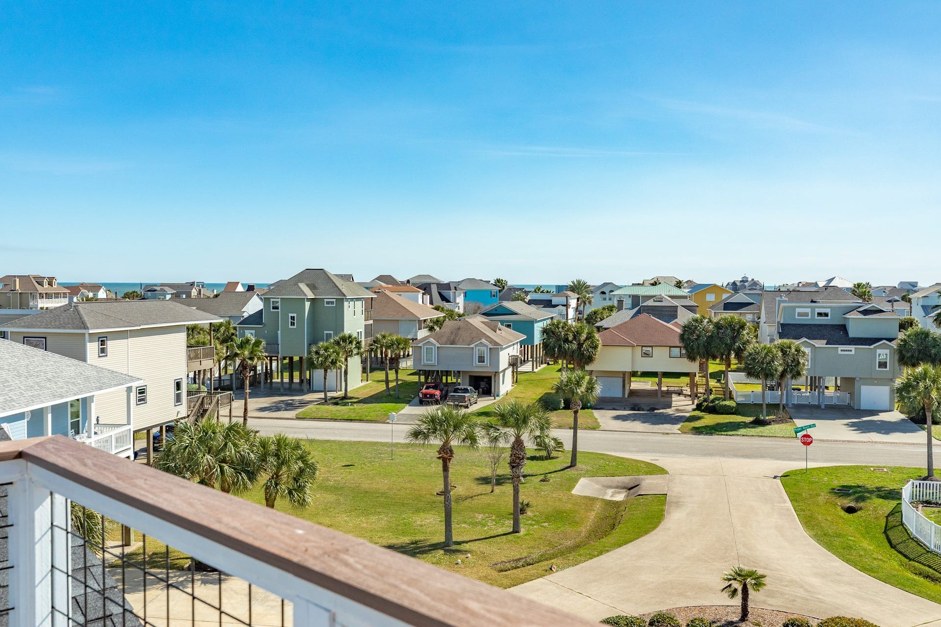 3903 Pirates Beach Blvd Court, Galveston, TX 77554 Gulf view to the south over roof tops from observation platform.