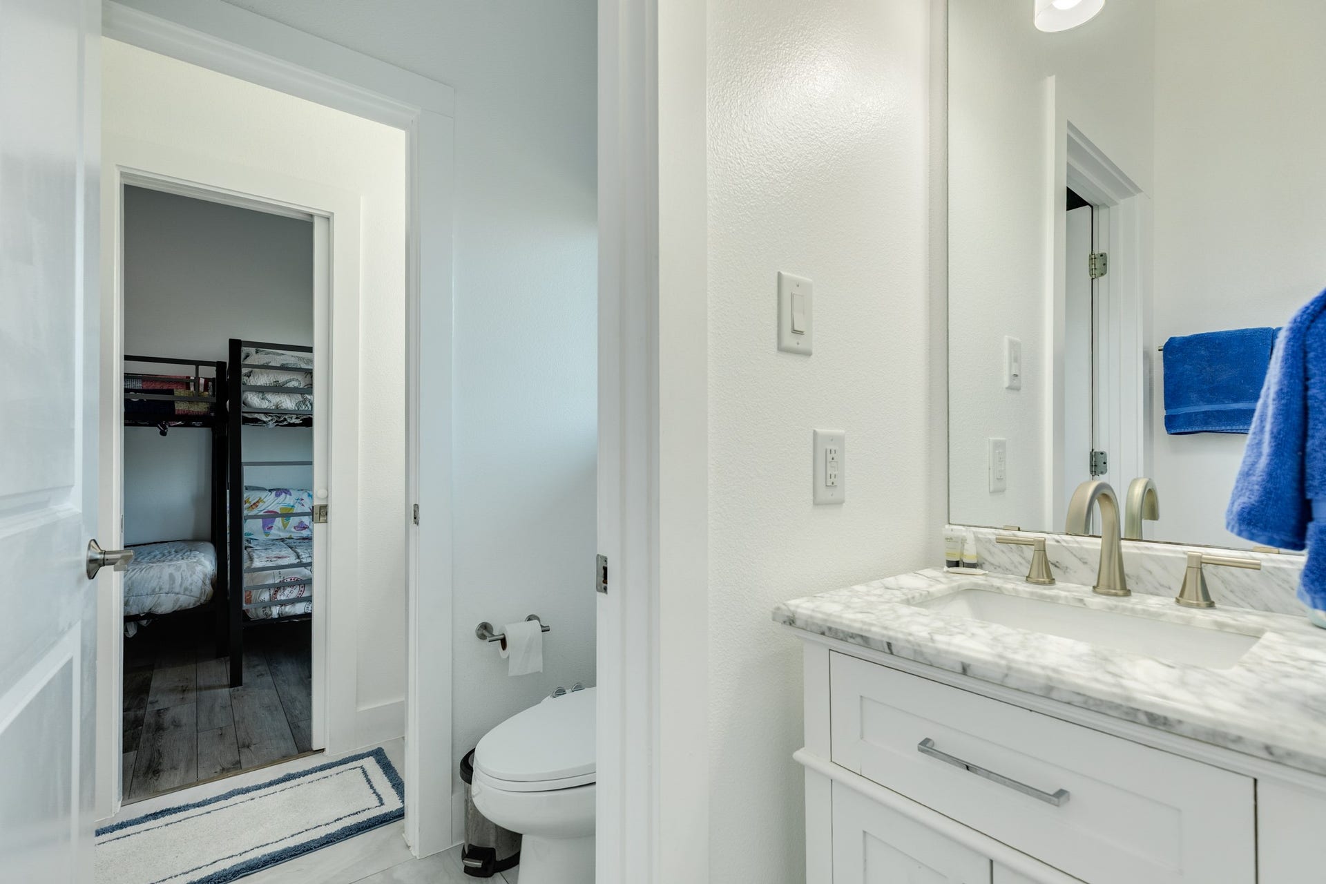 3903 Pirates Beach Blvd Court, Galveston, TX 77554 View from the shared bathroom into Bedroom #1