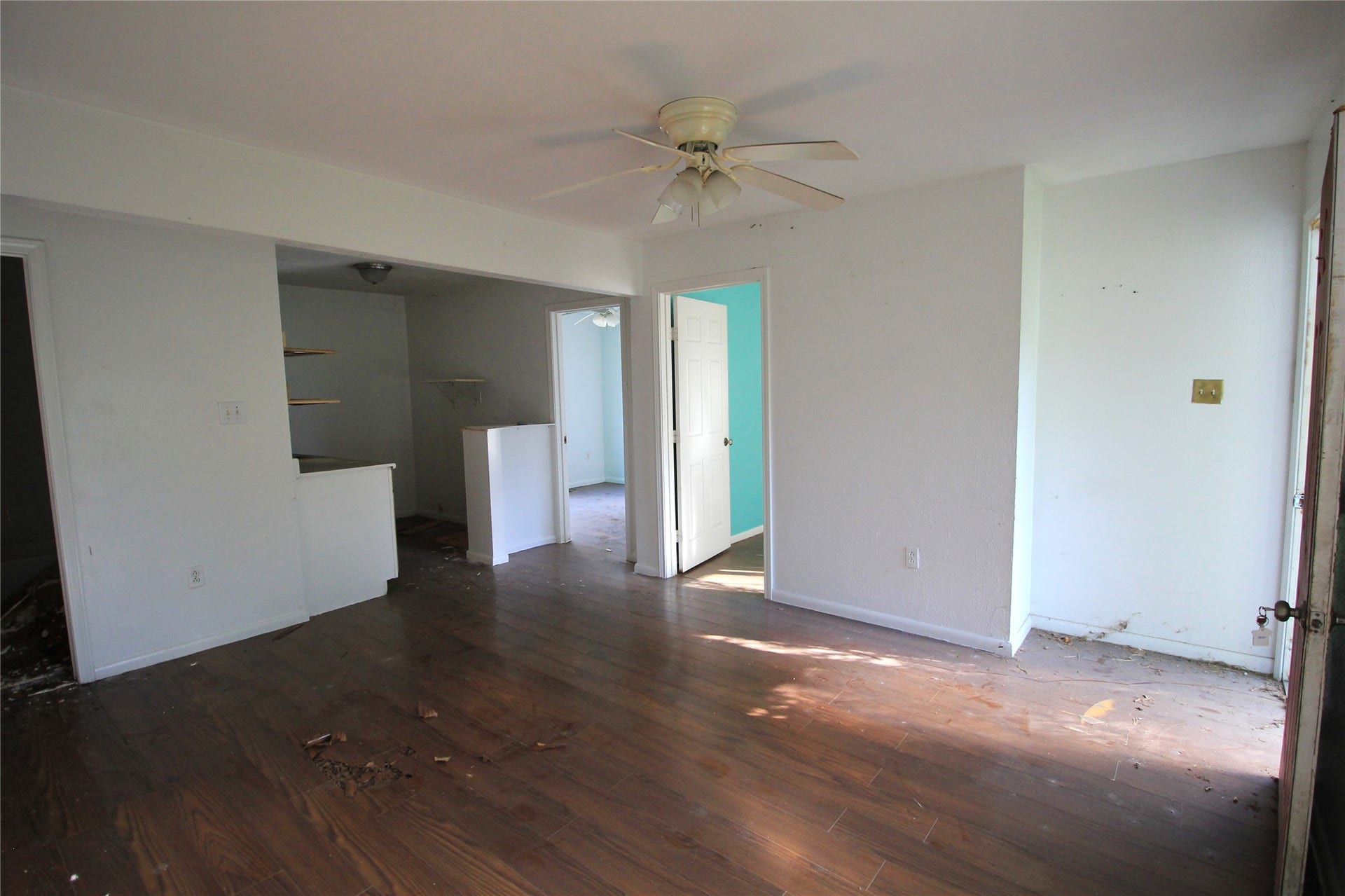 8022 Hartford Street, Houston, TX 77017 View from living area toward the kitchen and bedrooms