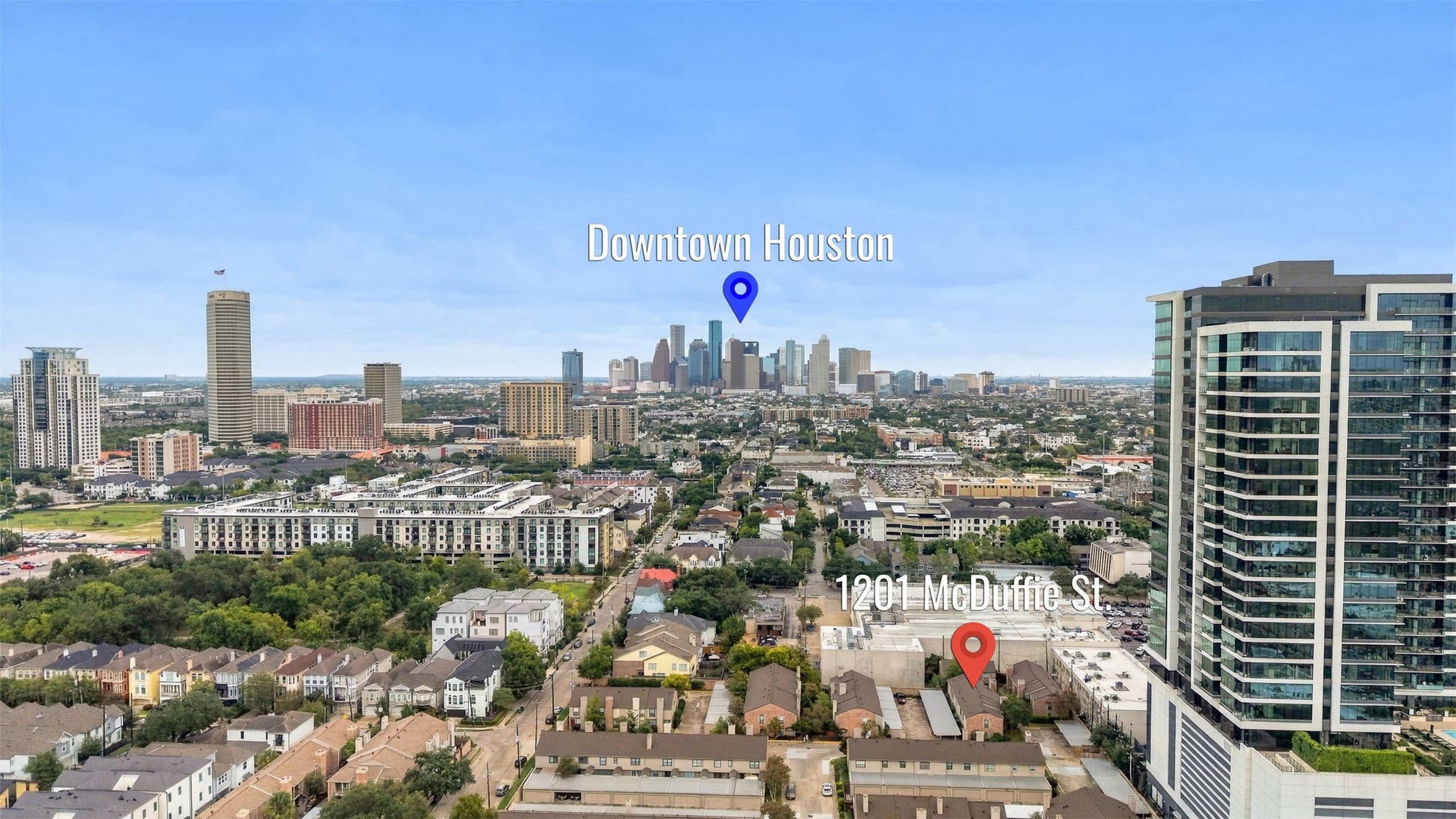 1201 Mcduffie Street, #212, Houston, TX 77019 Prime location with easy access to Downtown Houston, offering a vibrant urban lifestyle surrounded by modern amenities and lush greenery.