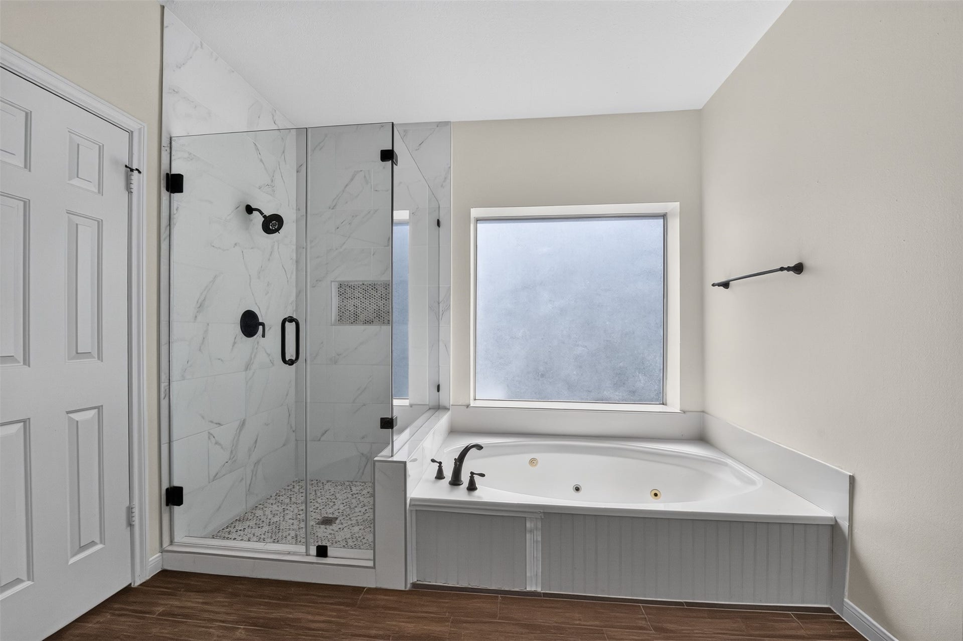 Separate shower and tub.