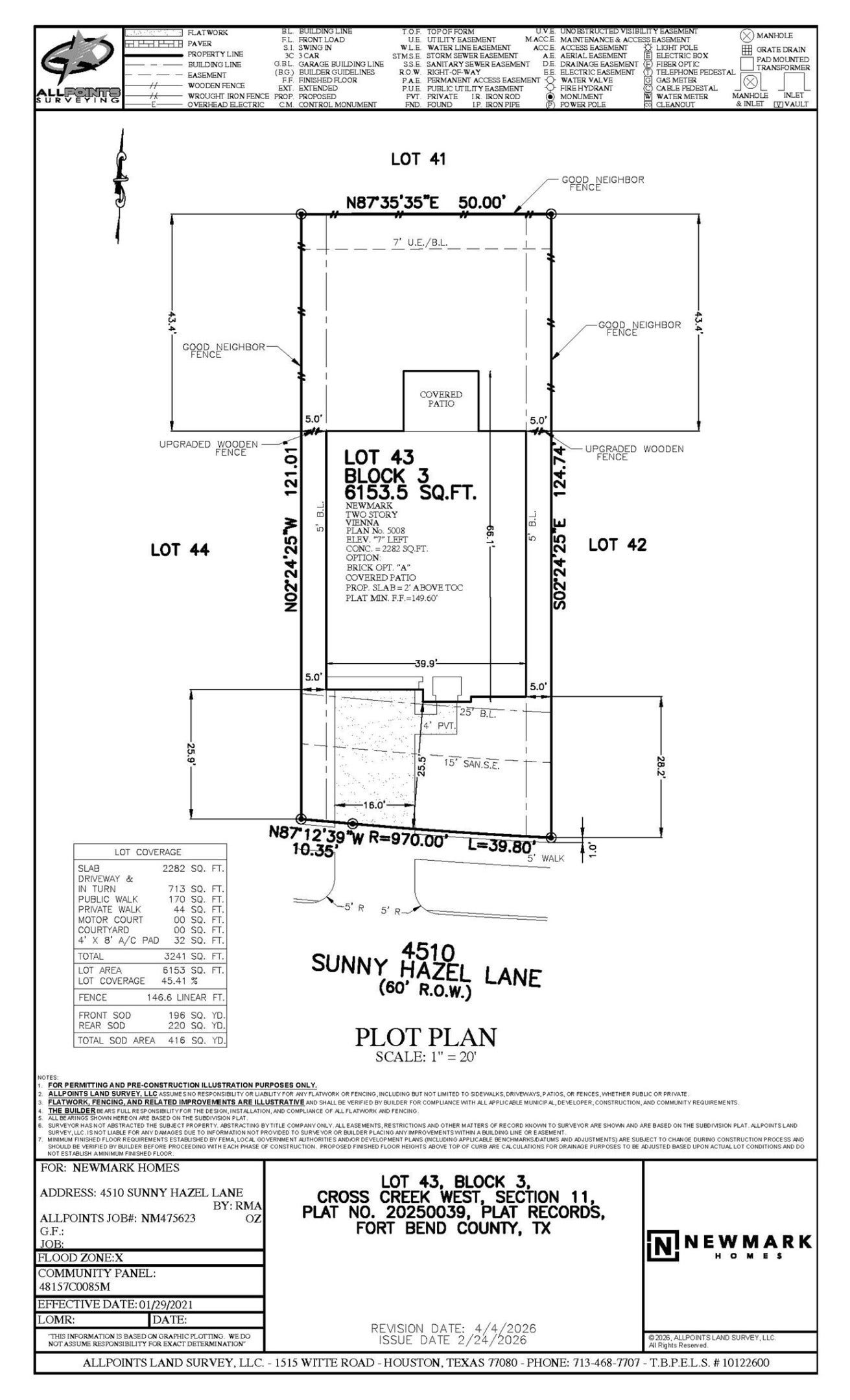 4510 Sunny Hazel Lane, Fulshear, TX 77441 Plot Plan