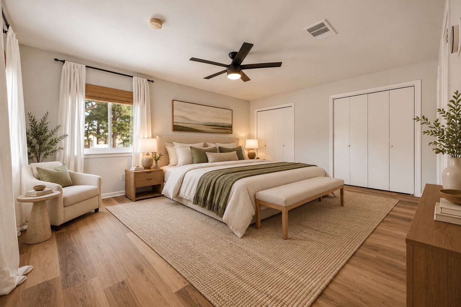 403 Anita Street, #11, Houston, TX 77006 virtually staged to show off the generous size of the primary bedroom.