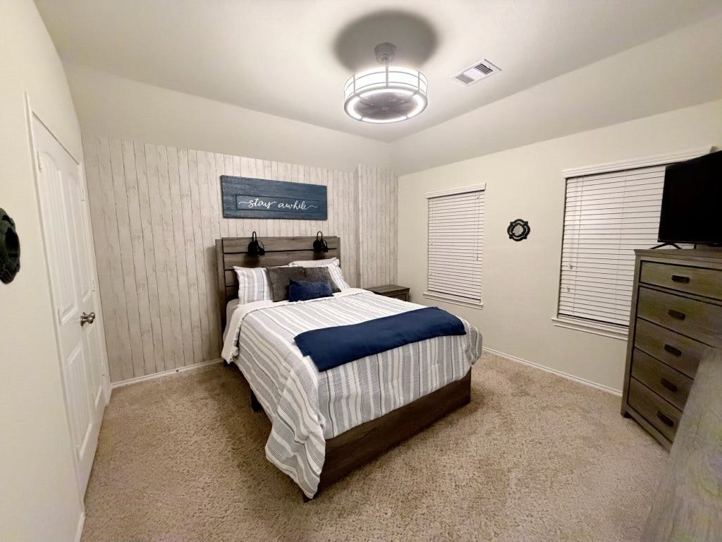 2806 Bretton Woods Drive, Conroe, TX 77301 Discover the cozy charm of this inviting 10x13 third bedroom upstairs, perfect for comfort.