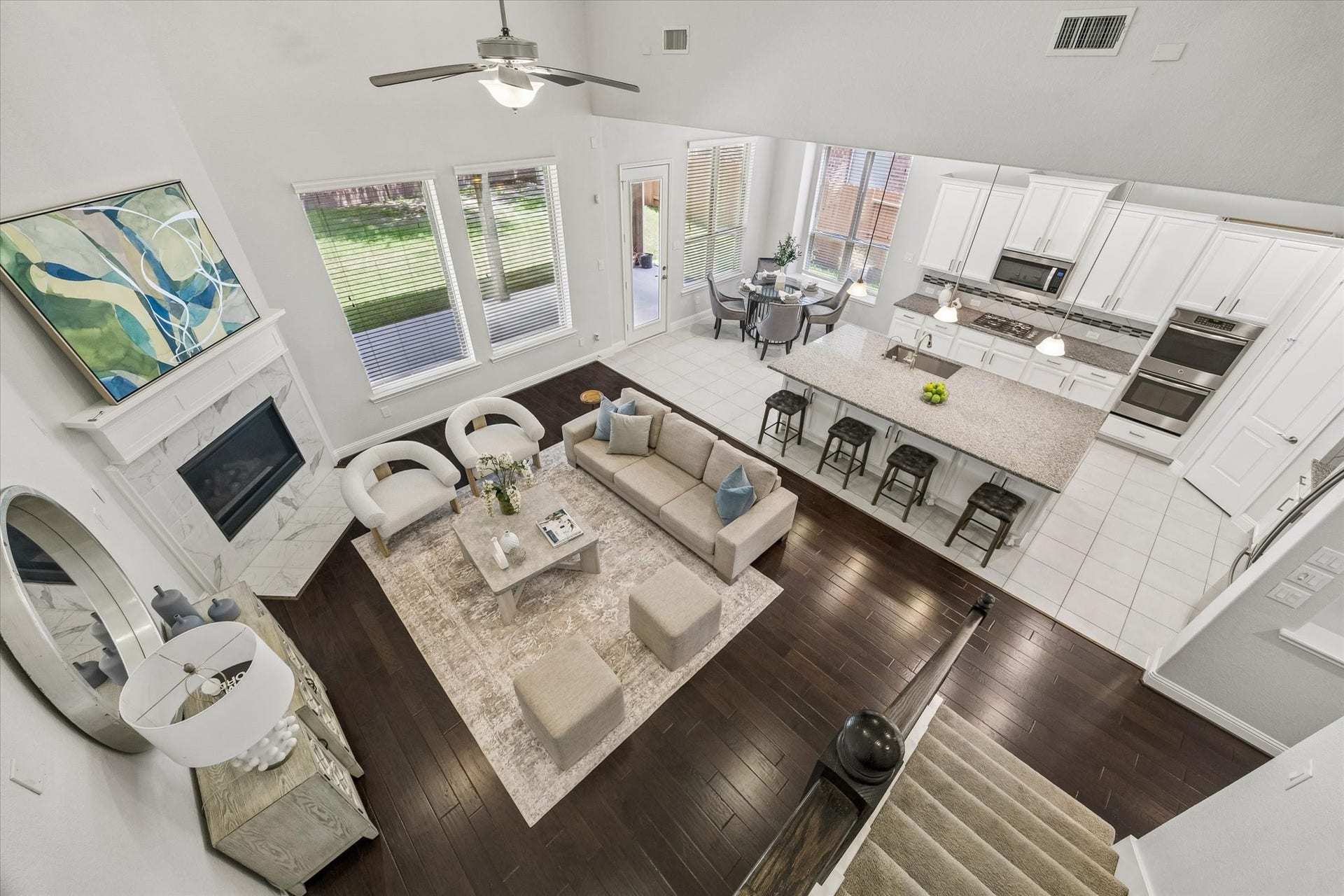 11127 Glasgill Court, Richmond, TX 77407 Living Room View from the 2nd floor. Open layout designed for comfortable everyday living and entertaining.