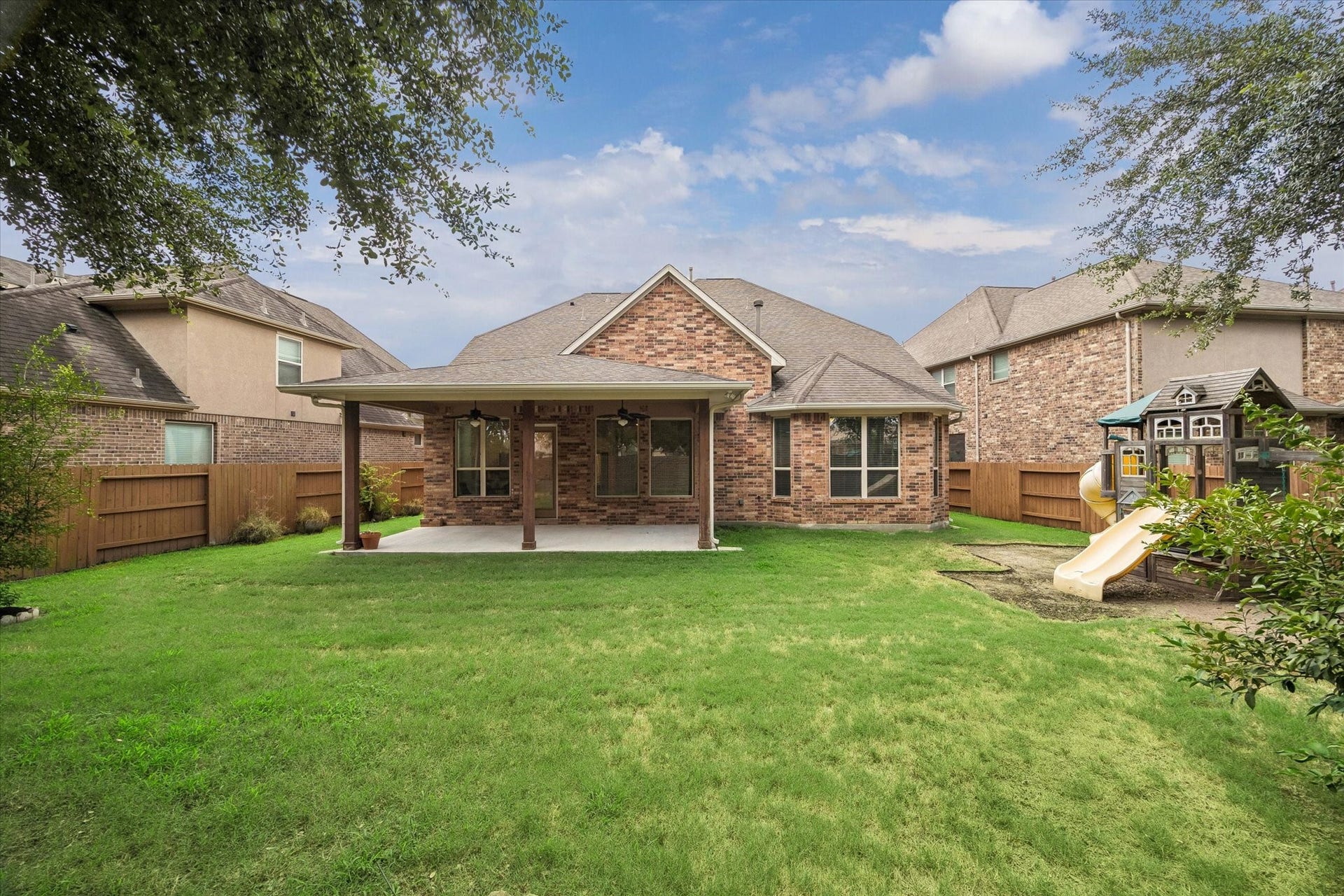 11127 Glasgill Court, Richmond, TX 77407 Gorgeous Covered Patio overlooking the spacious backyard with plenty of room for entertaining, play, and Al Fresco dining!