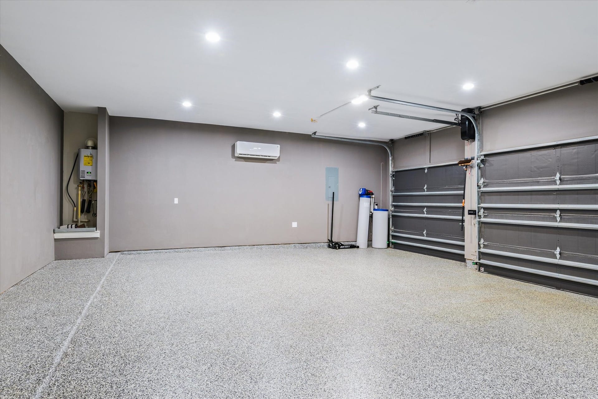 Climate controlled garage with epoxy floor