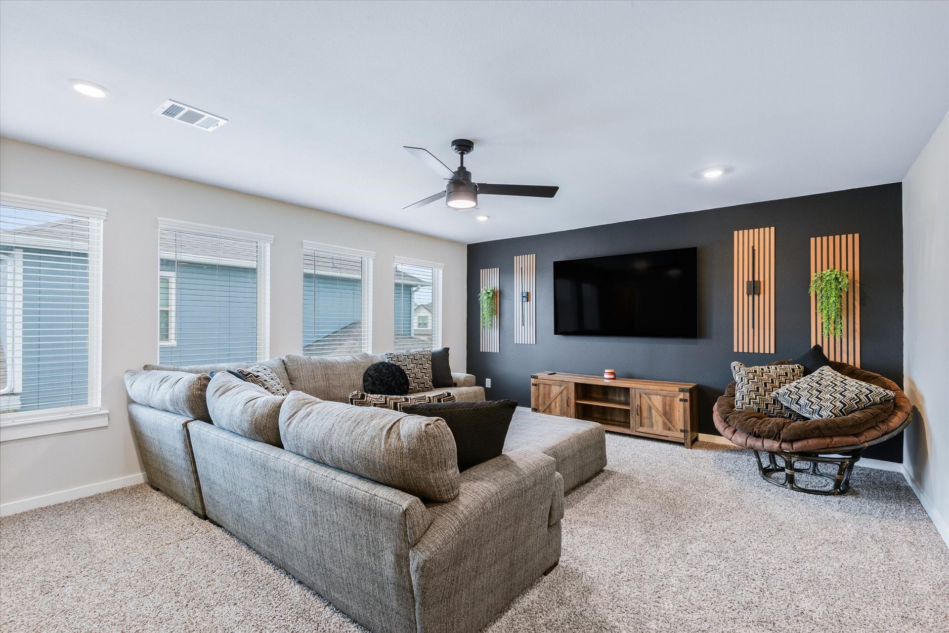 Media room with full bathroom