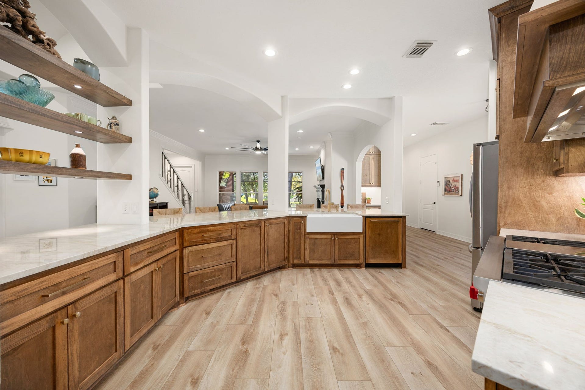 4719 Oxbow Circle W, Fulshear, TX 77441 Beautiful Floating Shelves Add To The Character Of The Che-Style Kitchen
