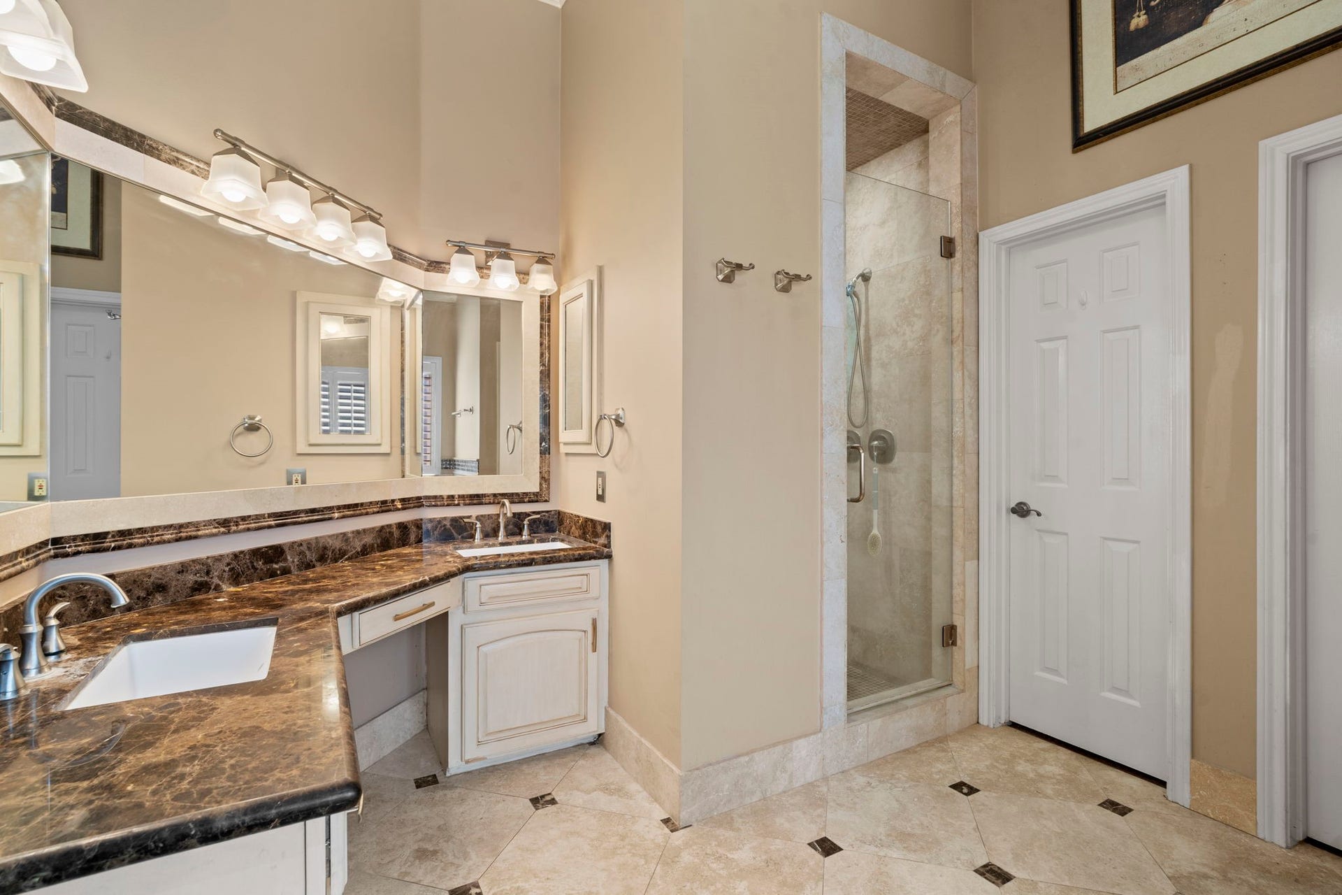 3407 Autumn Bend Drive, Sugar Land, TX 77479 The bathroom also features dual vanities with stunning stone countertops and a spacious walk-in shower, along with two walk-in closets and a private water closet.
