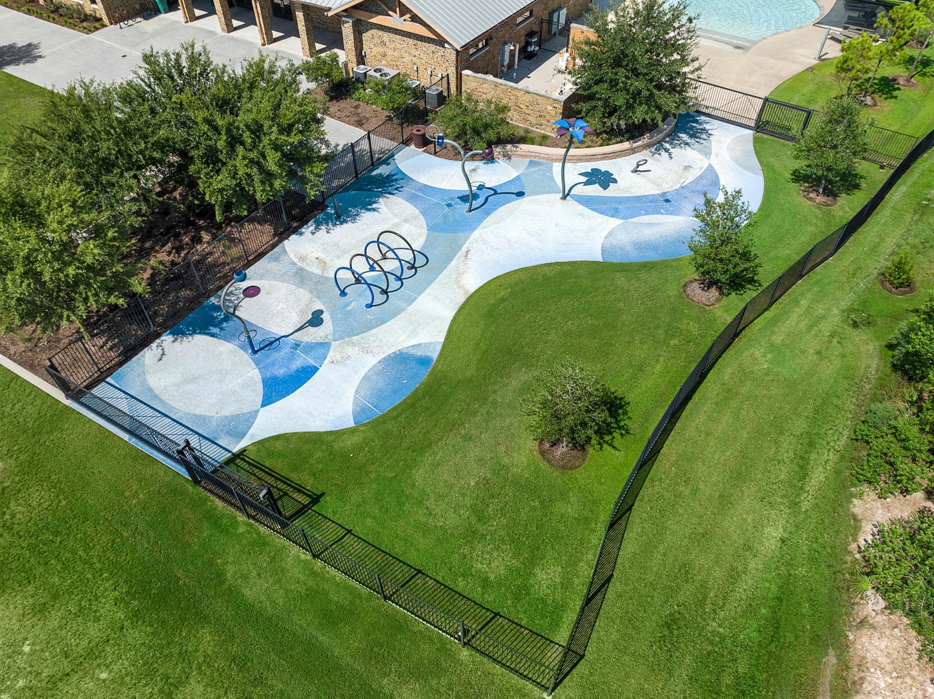 View of the gated splash pad area.