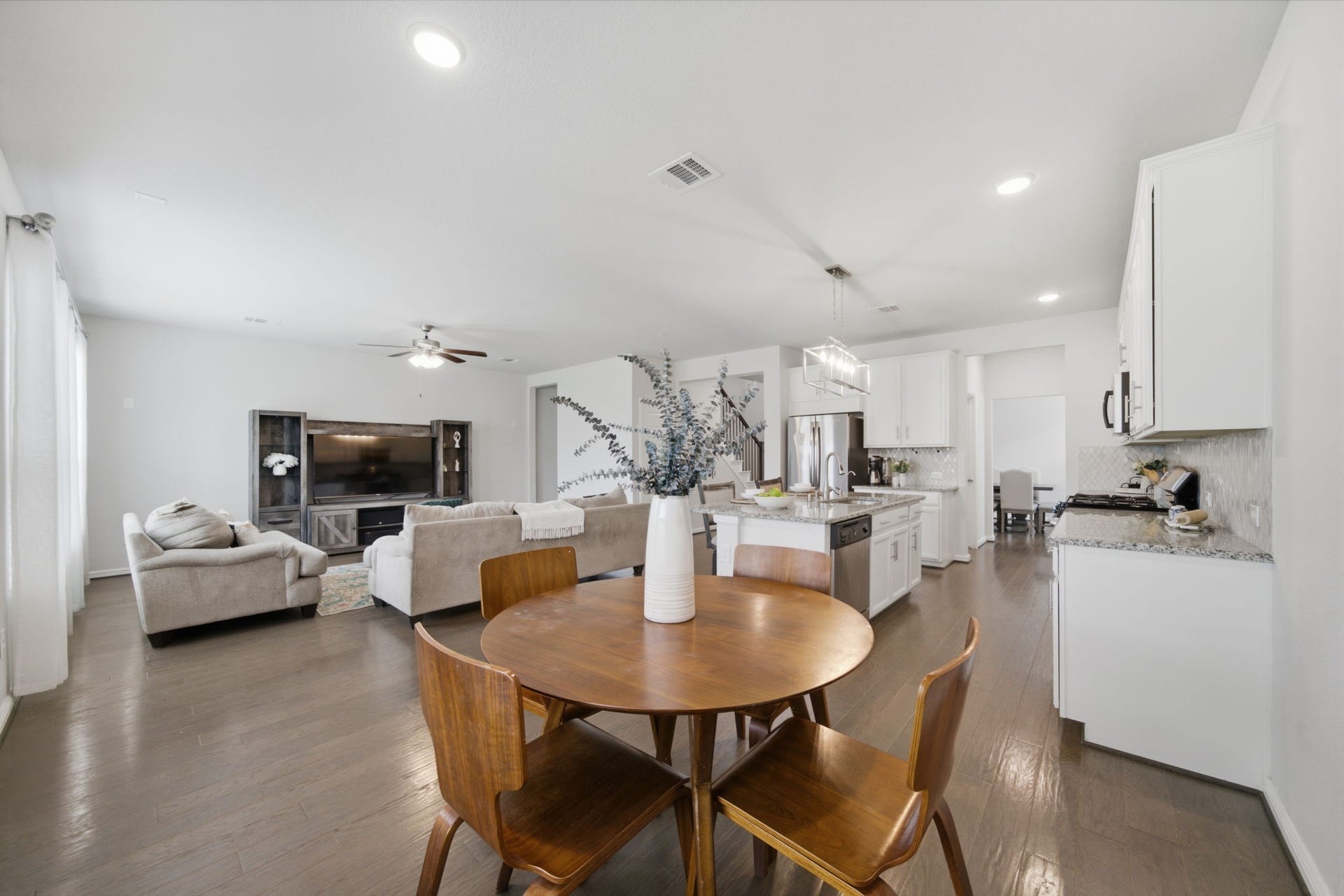 The breakfast nook is located off of the kitchen making this a perfect space for a casual meal.
