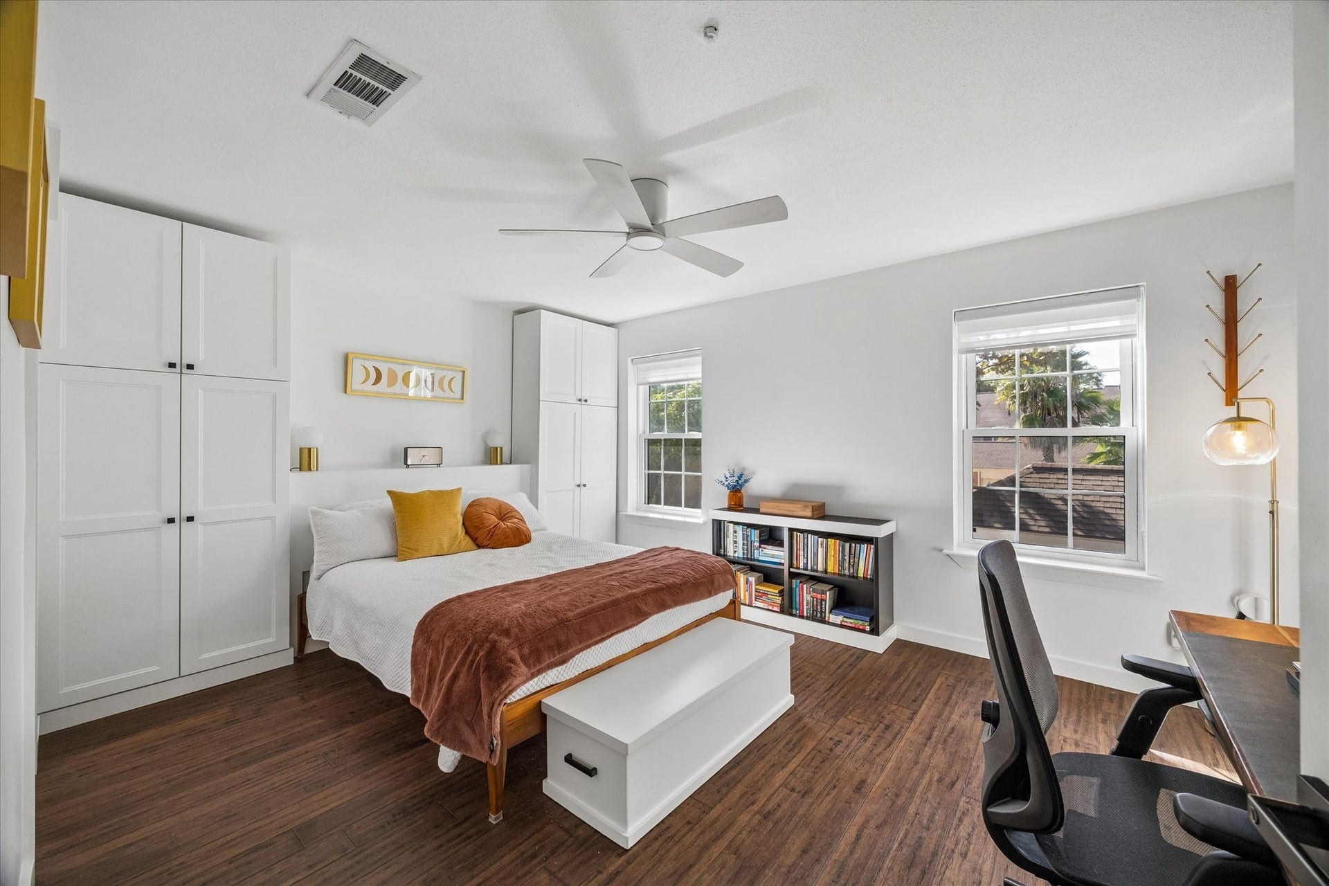 Guest bedroom with built-ins.