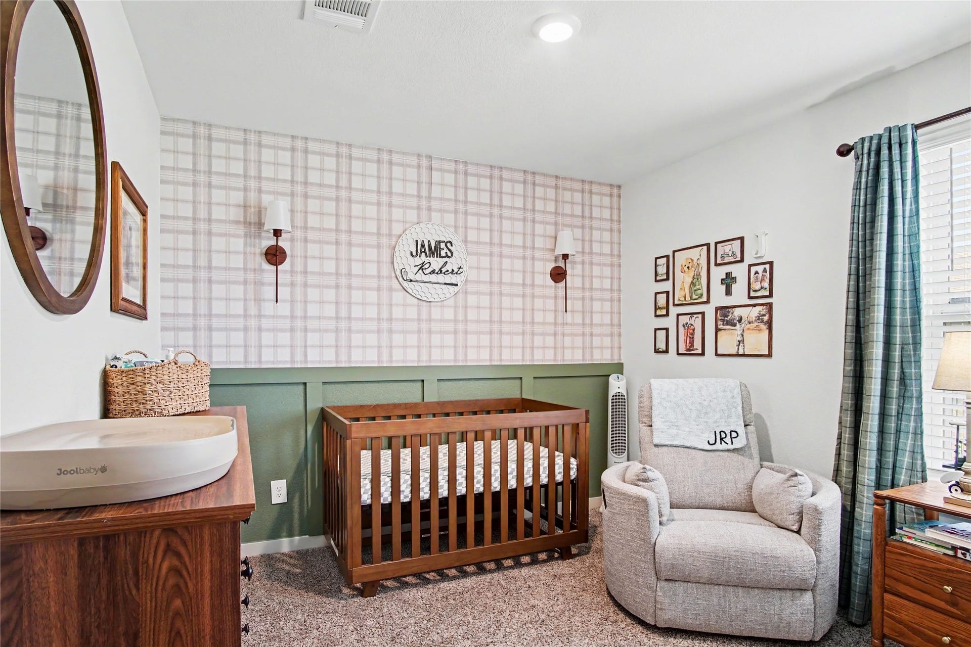 The designer wall in bedroom #3 makes this perfect as a nursery, bedroom or  office space!