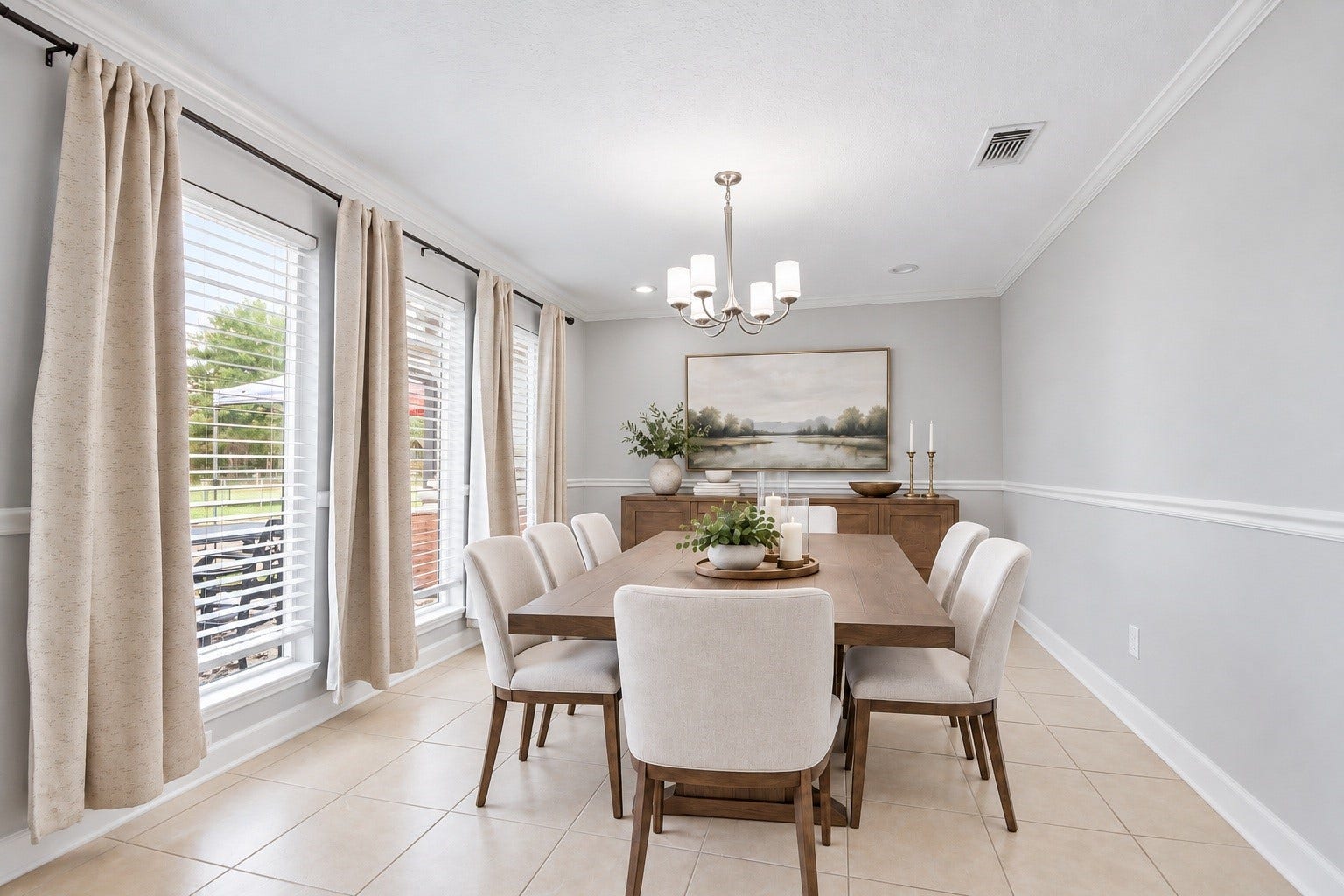 3527 Eula Morgan Road, Katy, TX 77493 The dining area offers a bright, inviting space for meals, framed by large windows overlooking the front yard. Virtually staged.