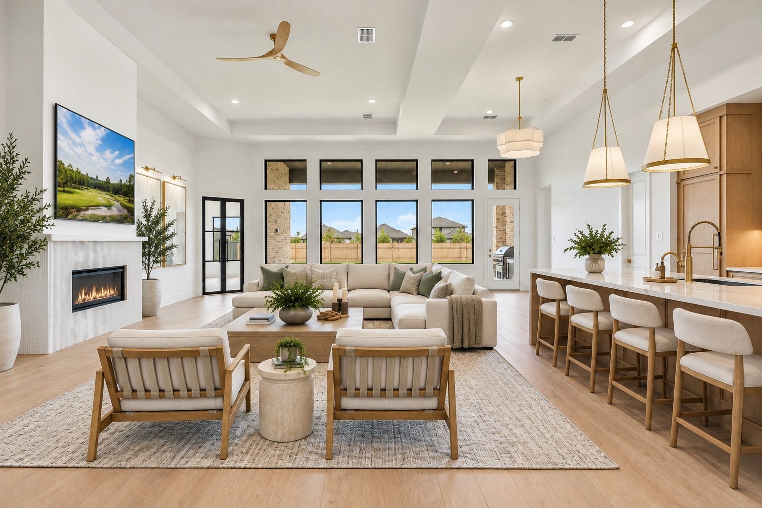 11110 Openwood Lands Lane, Cypress, TX 77433 Enjoy first floor living at it's best with this stunning open concept living overlooking the beautiful private backyard - Virtually Staged