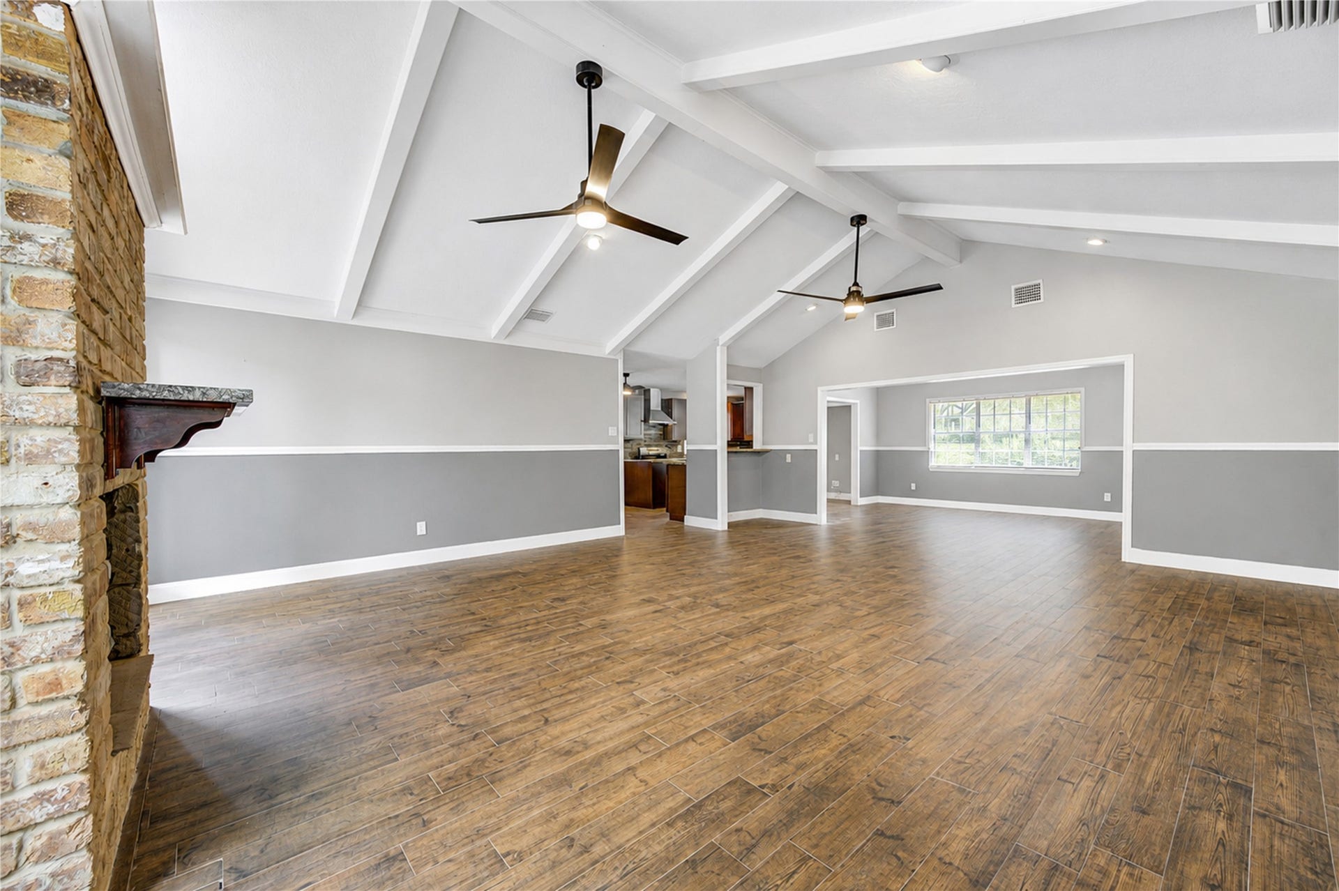 814 Stone Mountain Drive, Conroe, TX 77302 Living Room with Stone Fireplace