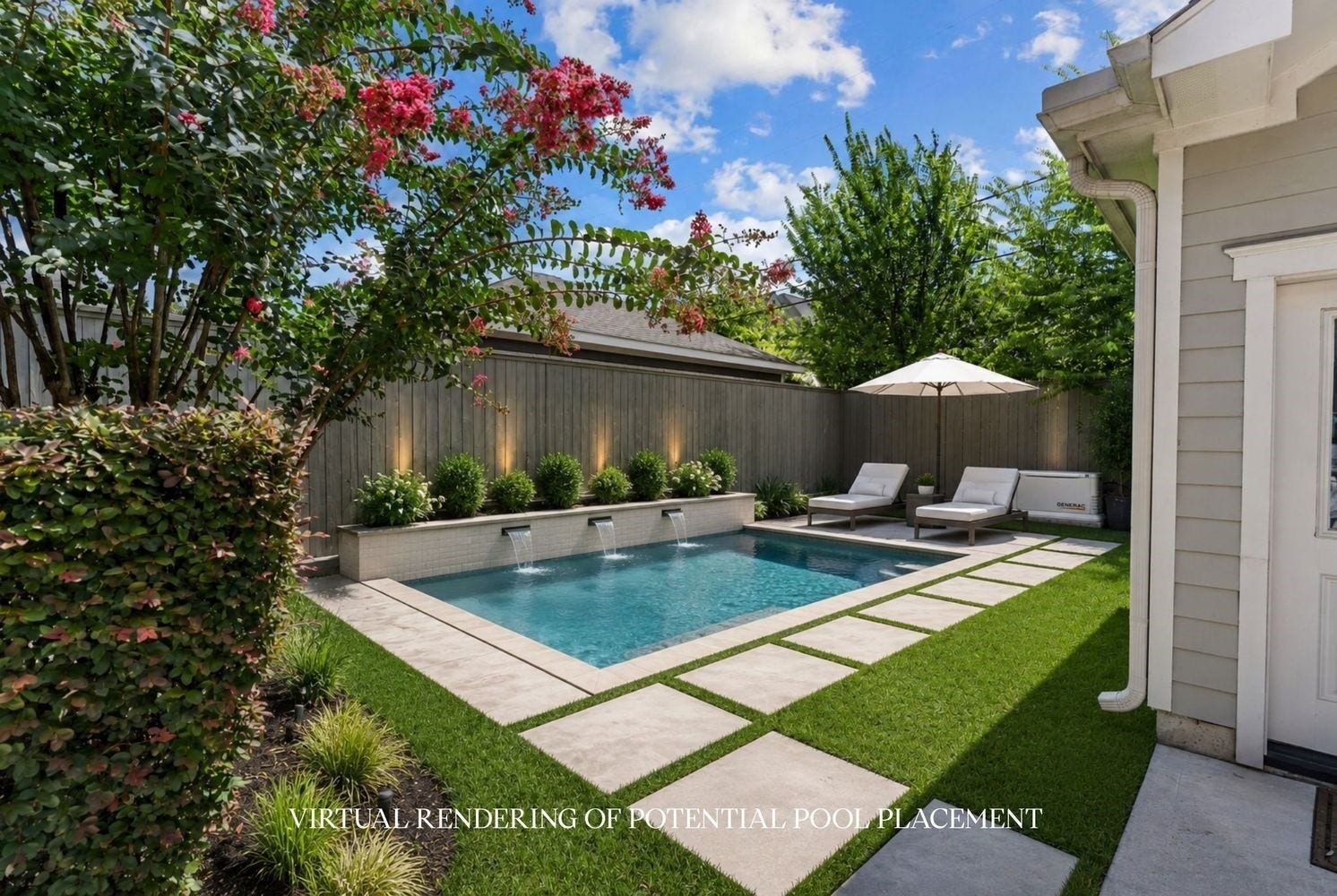 2012 Harvard Street, Houston, TX 77008 This virtual rendering shows potential future pool placement.