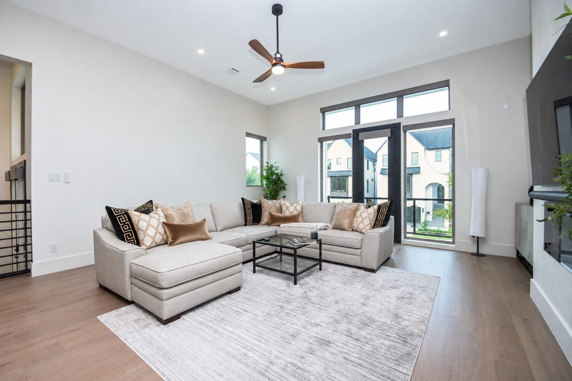 4031 Lanark Lane, #B, Houston, TX 77025 The timeless benefits and beauty of the open floor plan design concept, as appreciated in this living room view, never fails to impress for its unobstructed appearance ready to welcome your lifestyle and spatial choices.