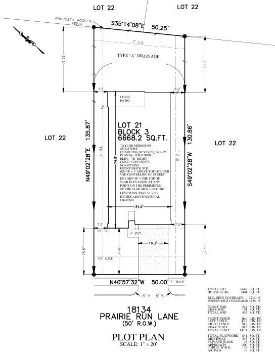 18134 Prairie Run Lane, Hockley, TX 77447 18134 Prairie Run Lane Preliminary Plot Plan