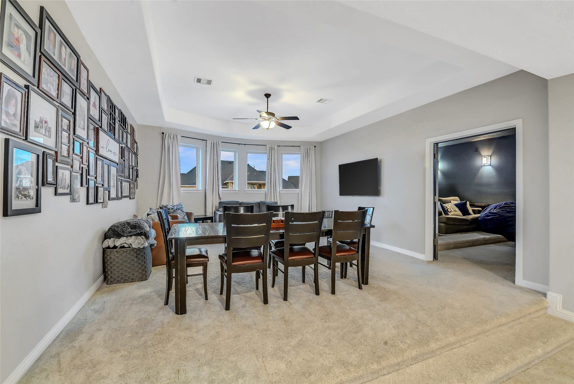 5410 Briarcliff Lane, Fulshear, TX 77441 Spacious game room with elegant ceilings and direct access to the adjoining media room.