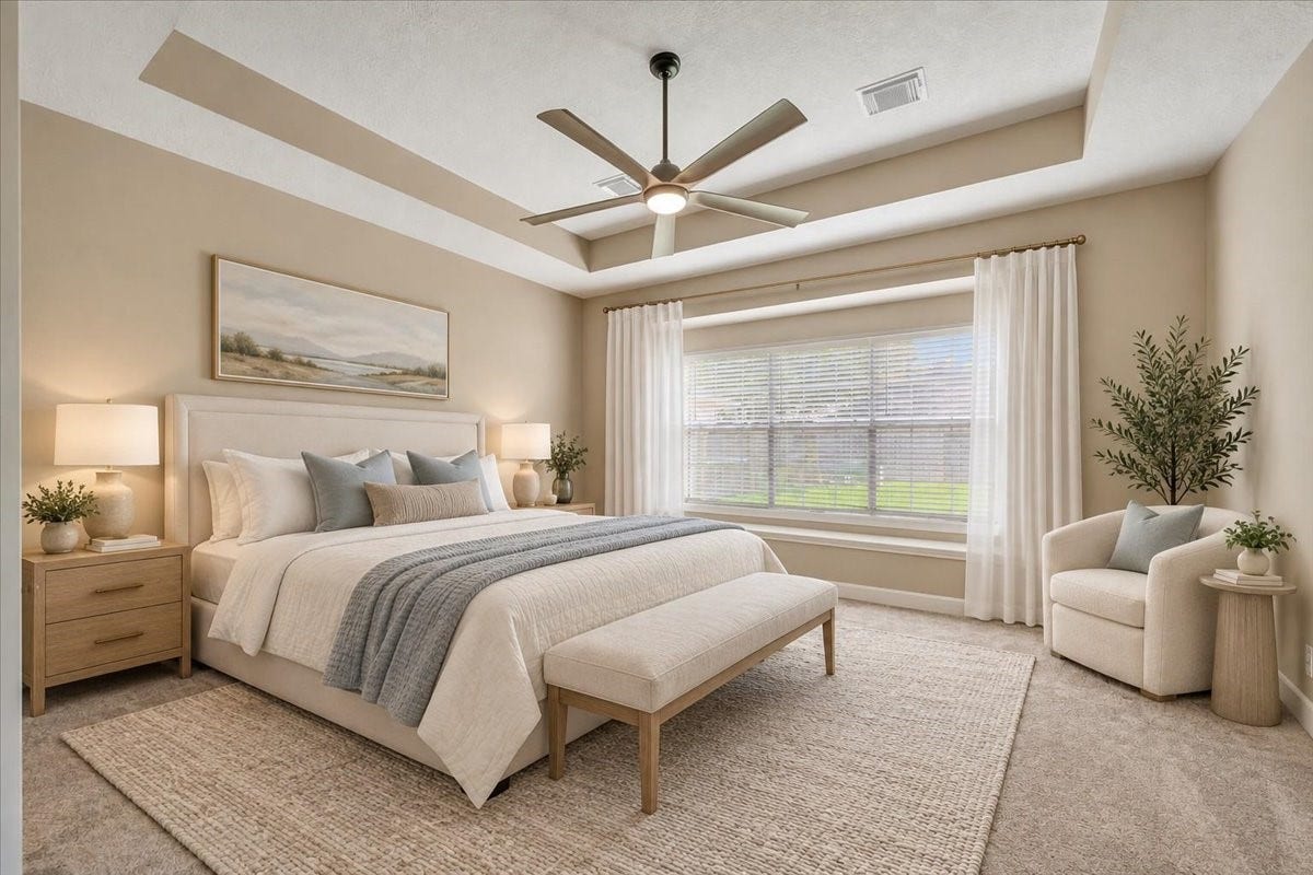 This room has space for large furniture. Virtually staged.