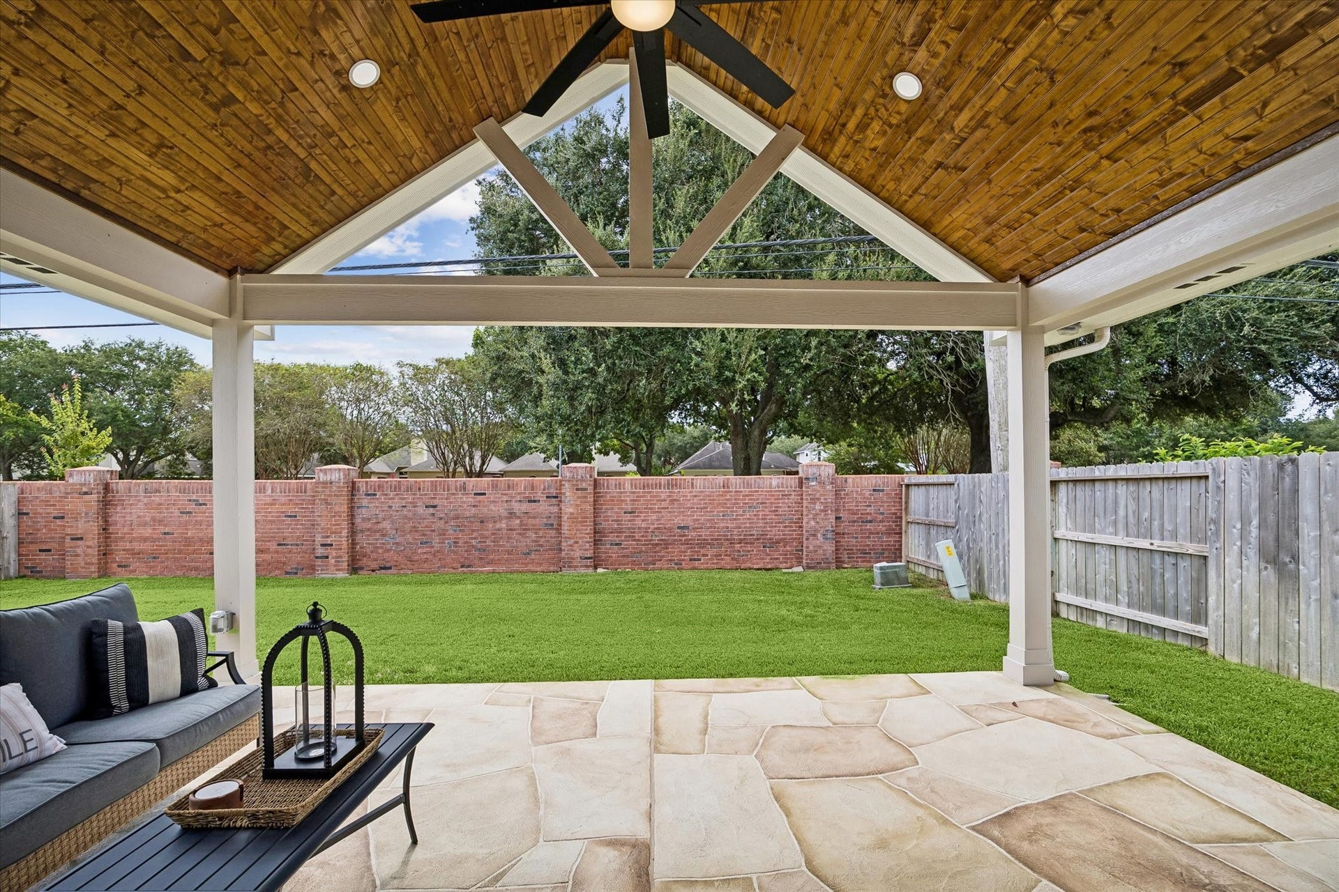 Showstopper! The brand-new 14' x 19' covered patio creates an incredible outdoor living space for relaxing, dining and entertaining.
