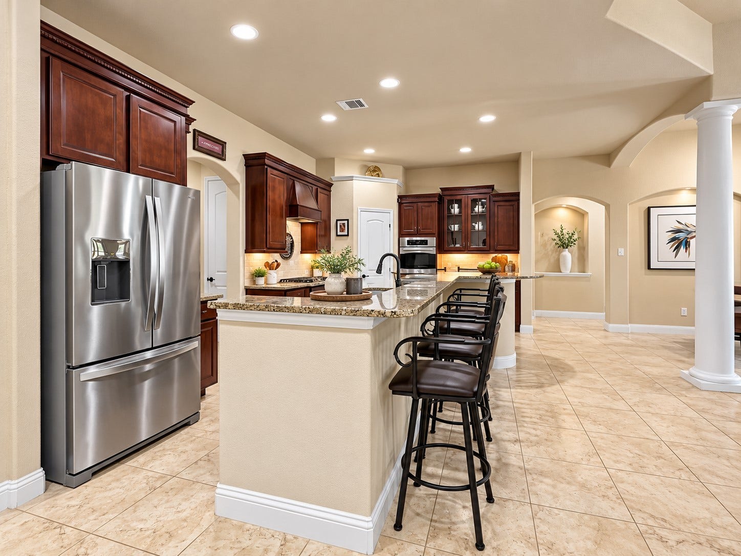 59 Tioga Place, Tomball, TX 77375 Abundant cabinetry and generous counter space give you room to spread out while cooking, baking, and preparing meals. Pull up a seat at the breakfast bar for a quick breakfast or an easy place to catch up with friends while entertaining.