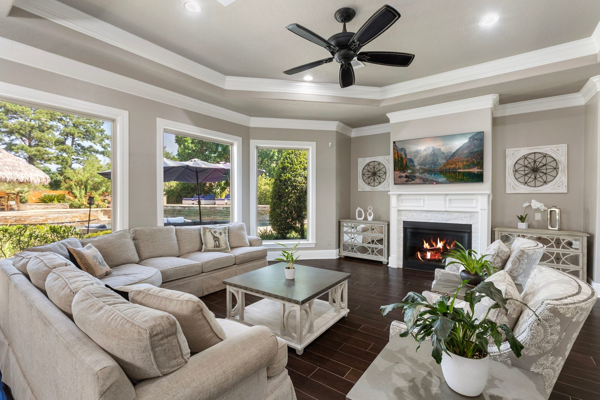 7930 Spring Village Drive, Spring, TX 77389 Enjoy the cozy fireplace in family room.