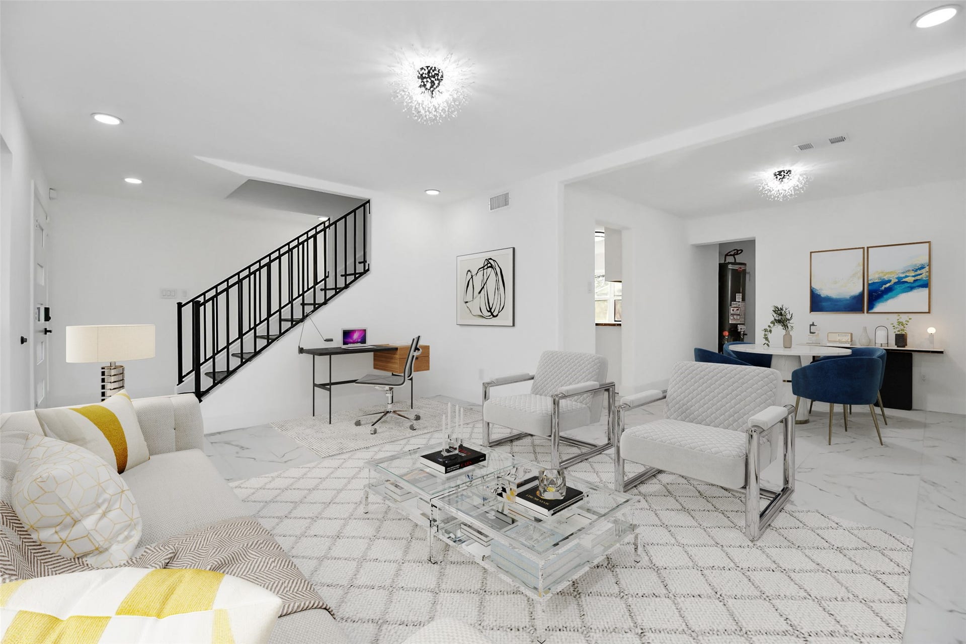 6035 Cartagena Street, Houston, TX 77035 Just off the entry, a versatile space awaits, perfect as a formal living room or study. It features elegant marble subway tile flooring and new double-pane windows. (Virtually Staged)