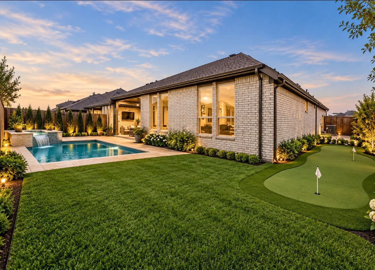 2118 Cottage Bridge Road, League City, TX 77573 Conceptual rendering showing a potential pool, putting green and landscaping. All the upgrades are completed on the interior of this house-so the backyard is ready for you to make it your own.