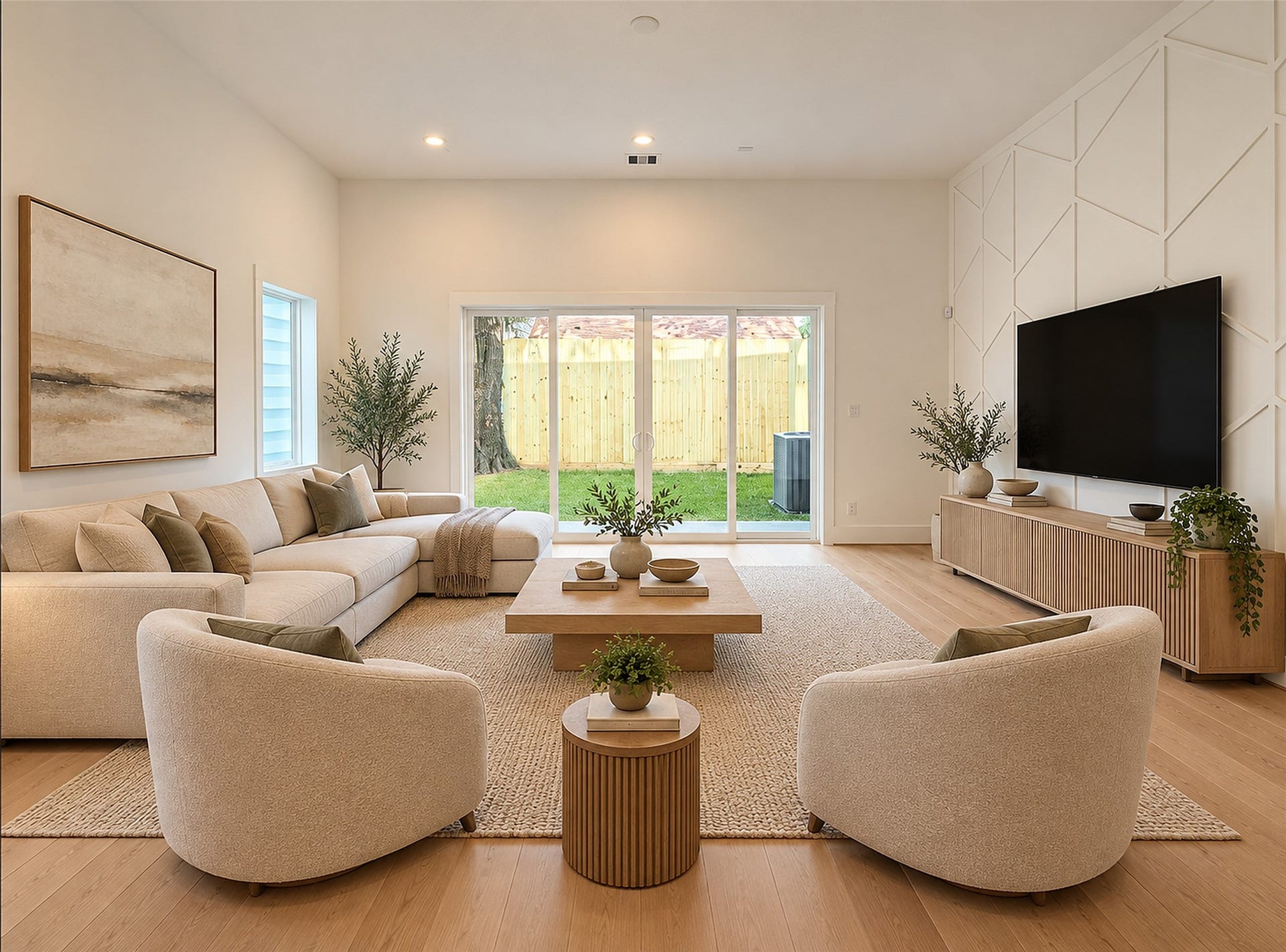 Multiple options of furnitue and decoration placement for this oversized living area!