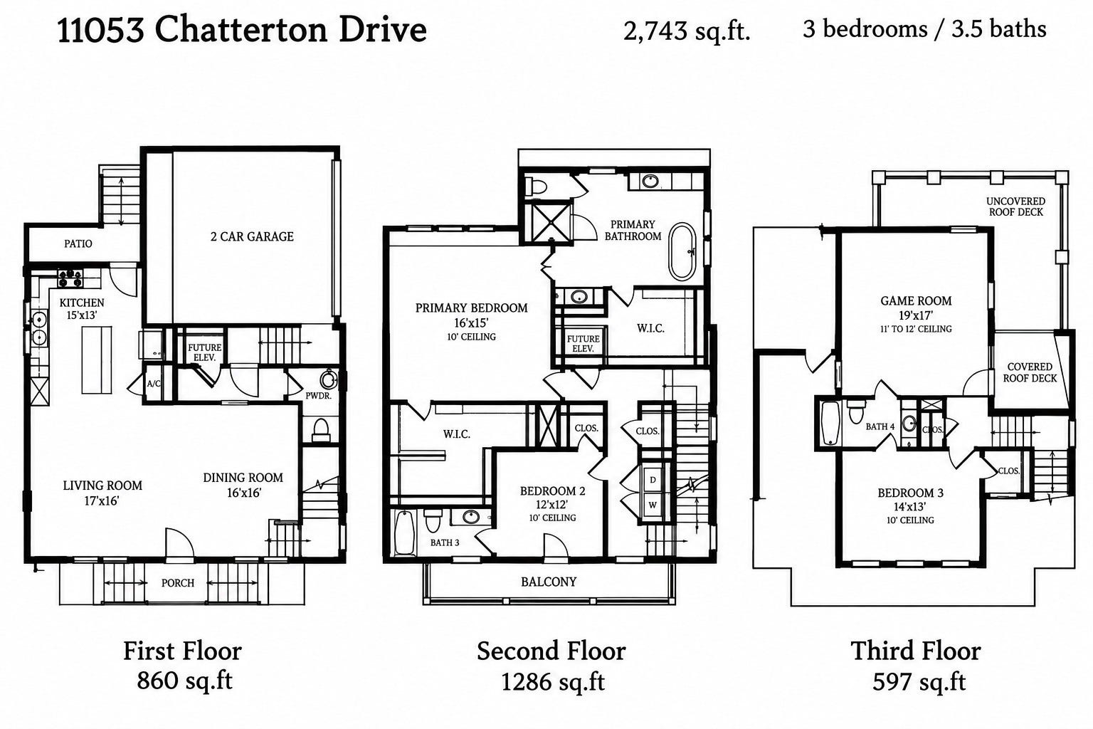 11053 Chatterton Drive, Houston, TX 77043 Floor plan for 11053 Chatterton Dr.