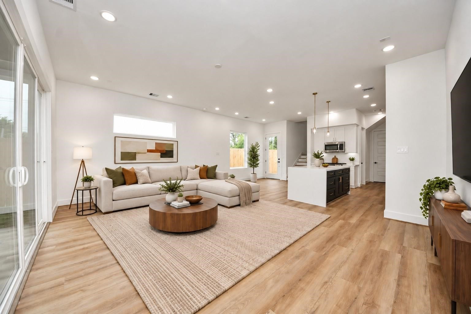 2606 Winbern Street, Houston, TX 77004 Virtually staged open concept living area.