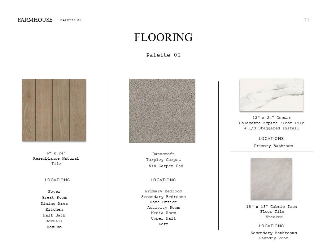671 Daniel Lake Lane, Dayton, TX 77535 Farmhouse Look Palette 1: Flooring Selection Sheet (*Artist rendering used for illustration purposes only.)