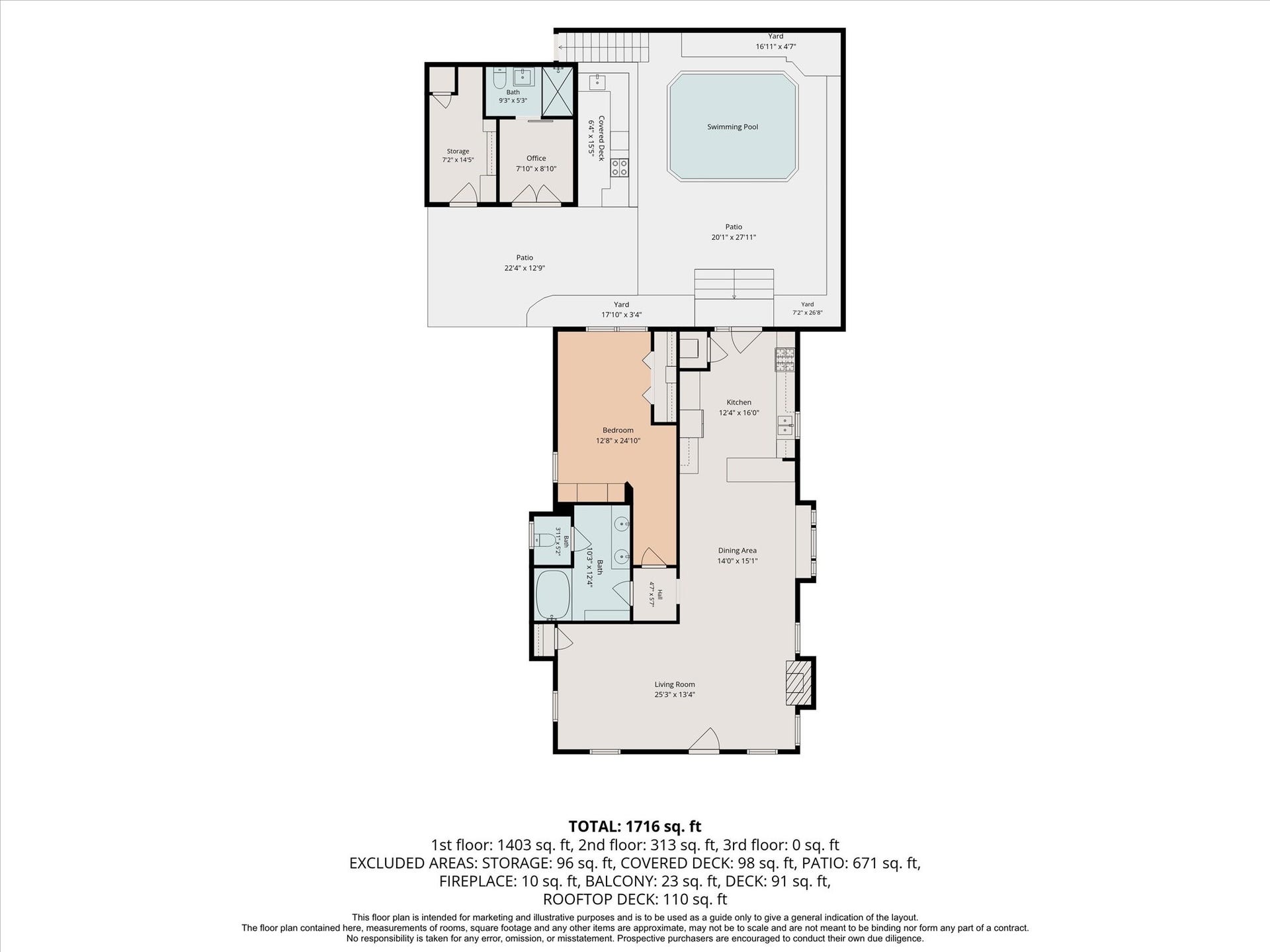 618 Bayland Avenue, Houston, TX 77009 House floor plan + lower portion of repurposed garage.