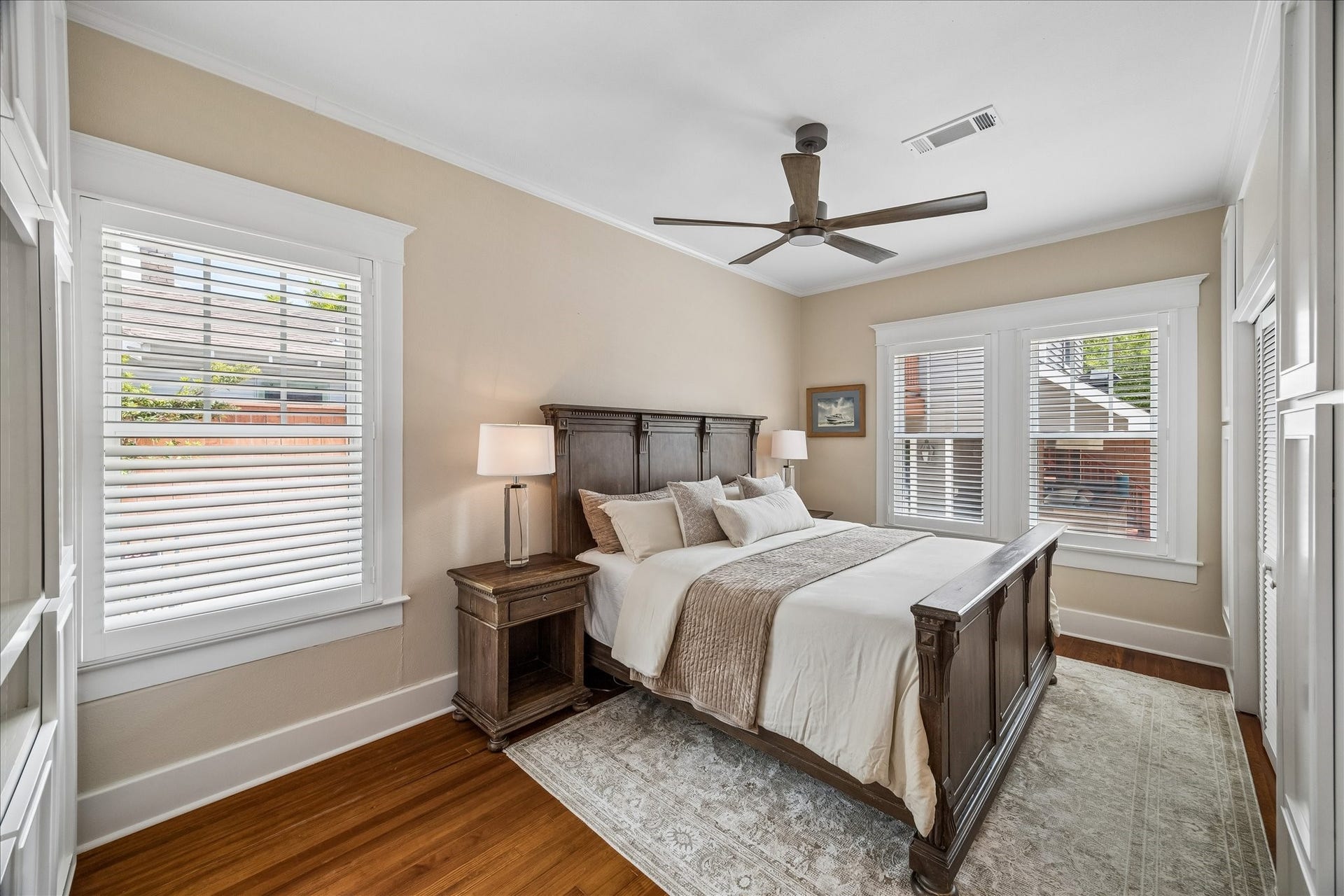 618 Bayland Avenue, Houston, TX 77009 Abundant built-in storage enhances the bedroom's functionality.
