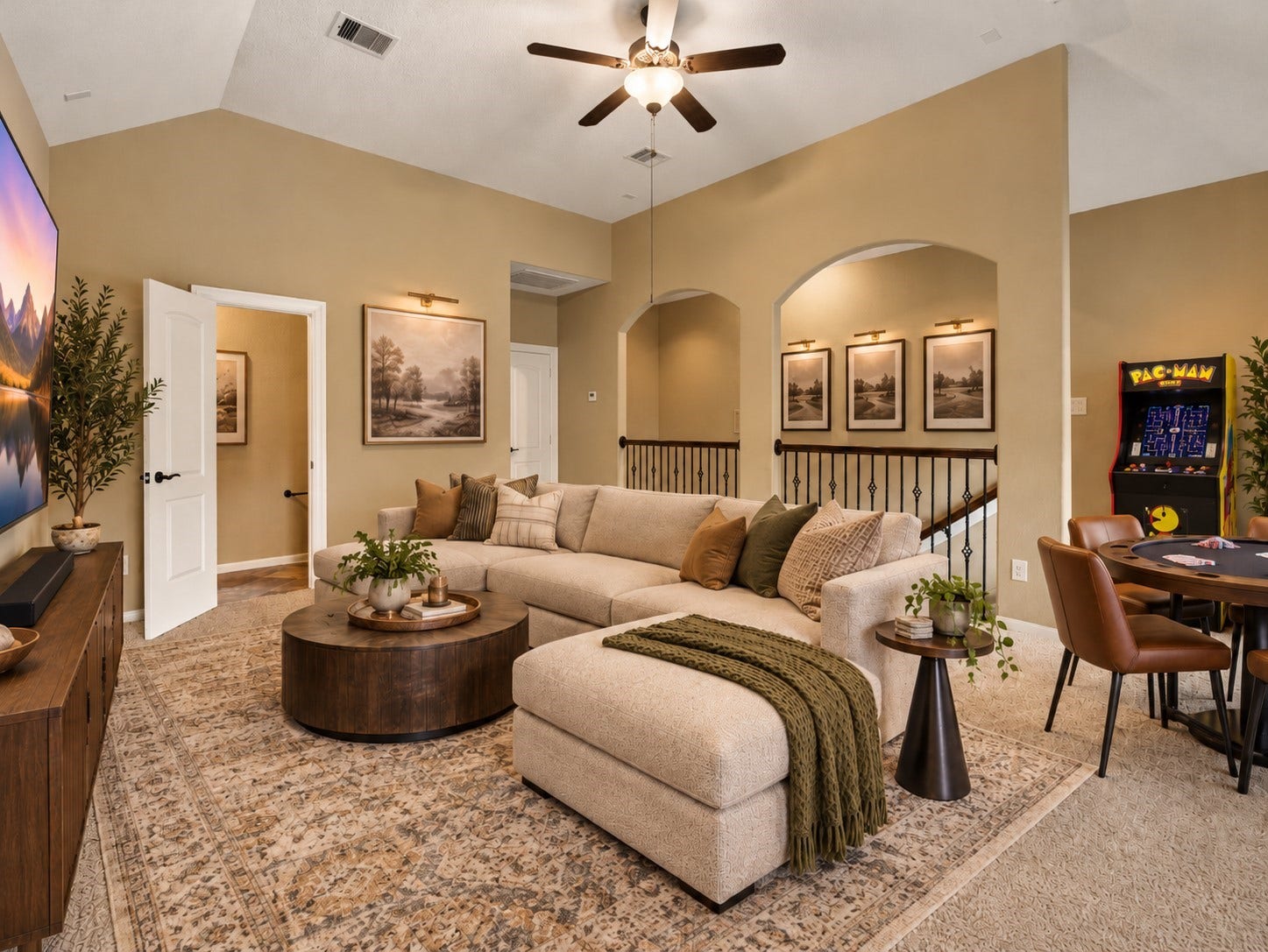 19215 Shady Blossom Drive, Cypress, TX 77433 Bright and inviting upstairs bonus room featuring multiple windows and plenty of space to create the perfect entertainment area. (Virtually Staged)