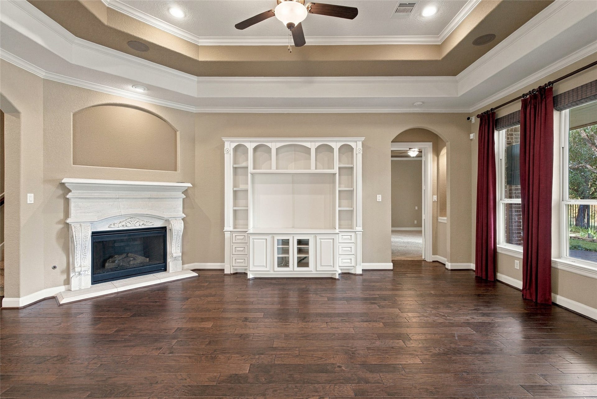 19215 Shady Blossom Drive, Cypress, TX 77433 Closer look at the fabulous built-ins and cozy fireplace.