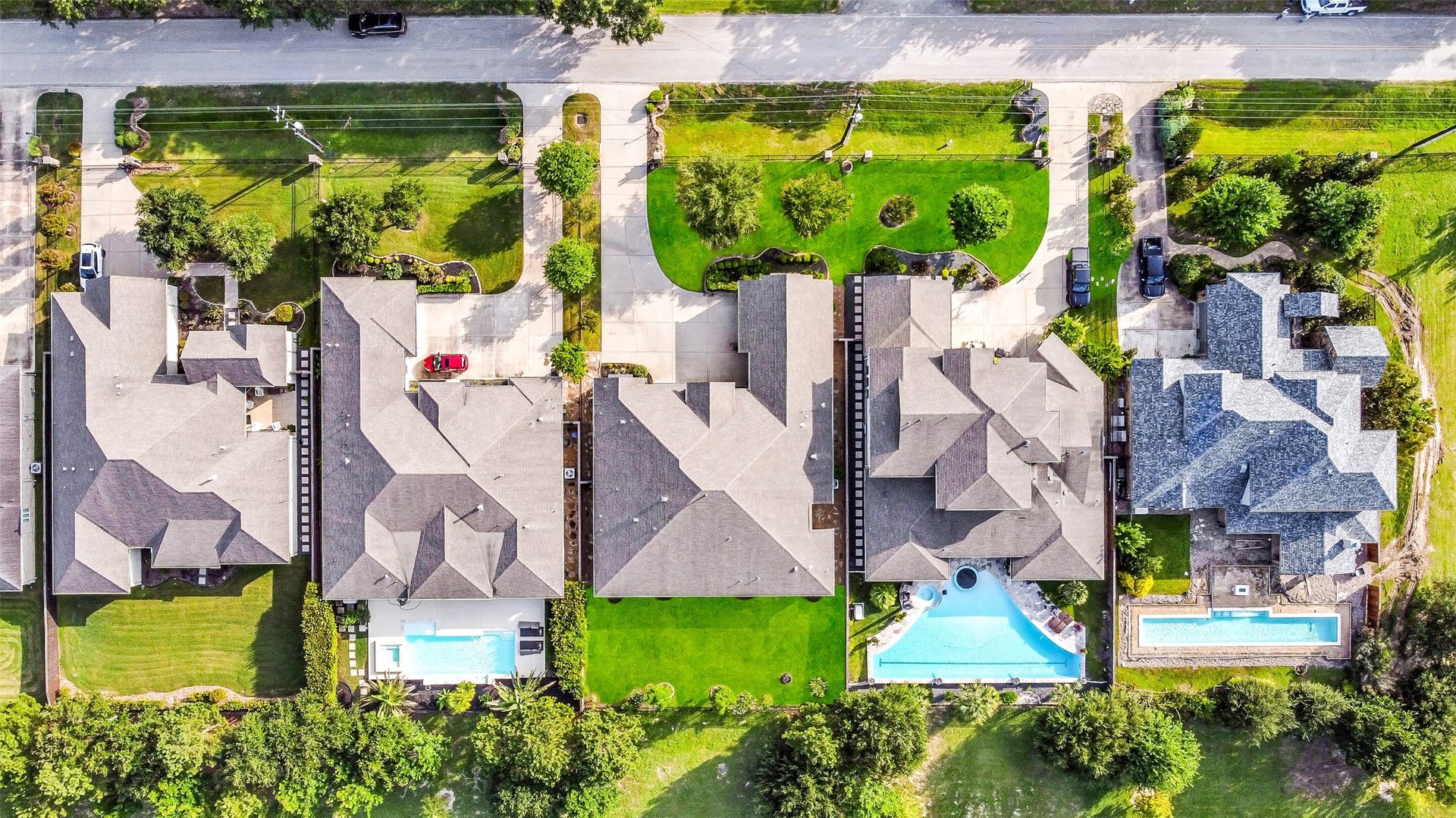 2721 Saddlehorn Trail, Katy, TX 77494 Aerial view showcases the expansive homesite, oversized backyard, and desirable no rear neighbors for added privacy.