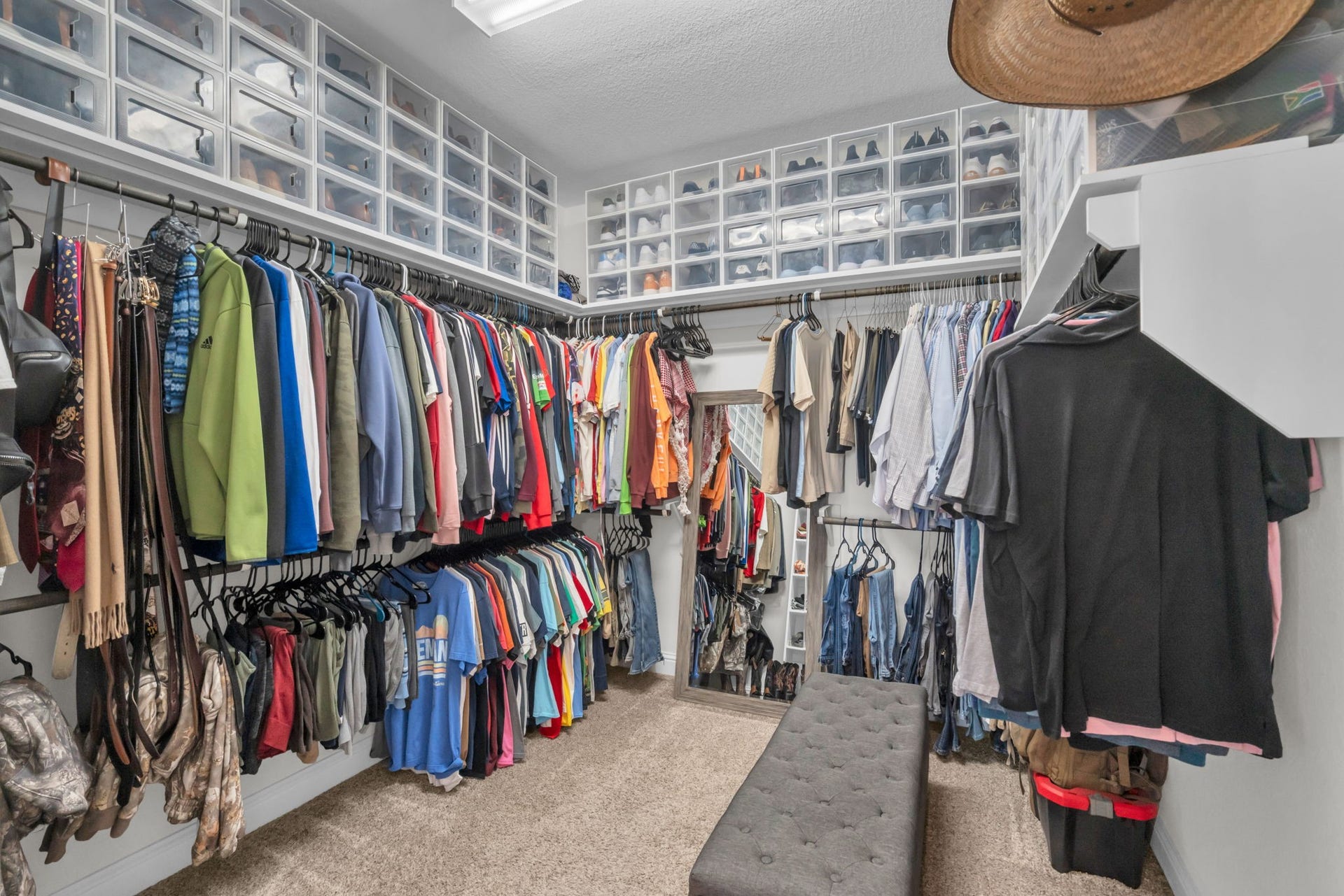 Expansive walk-in closet.