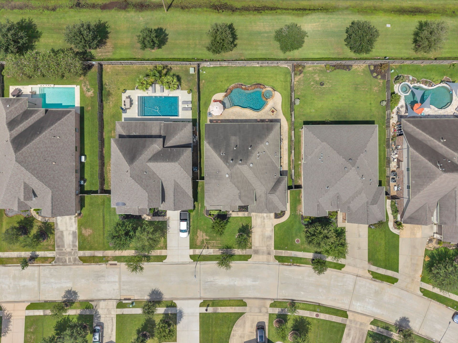 Aerial view of this marvelous home with no back neighbors.
