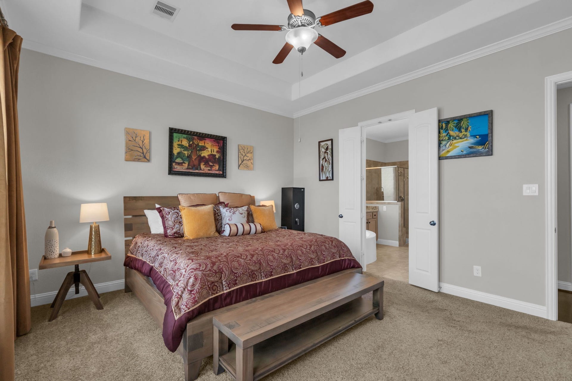 This primary suite also has a private bathroom.