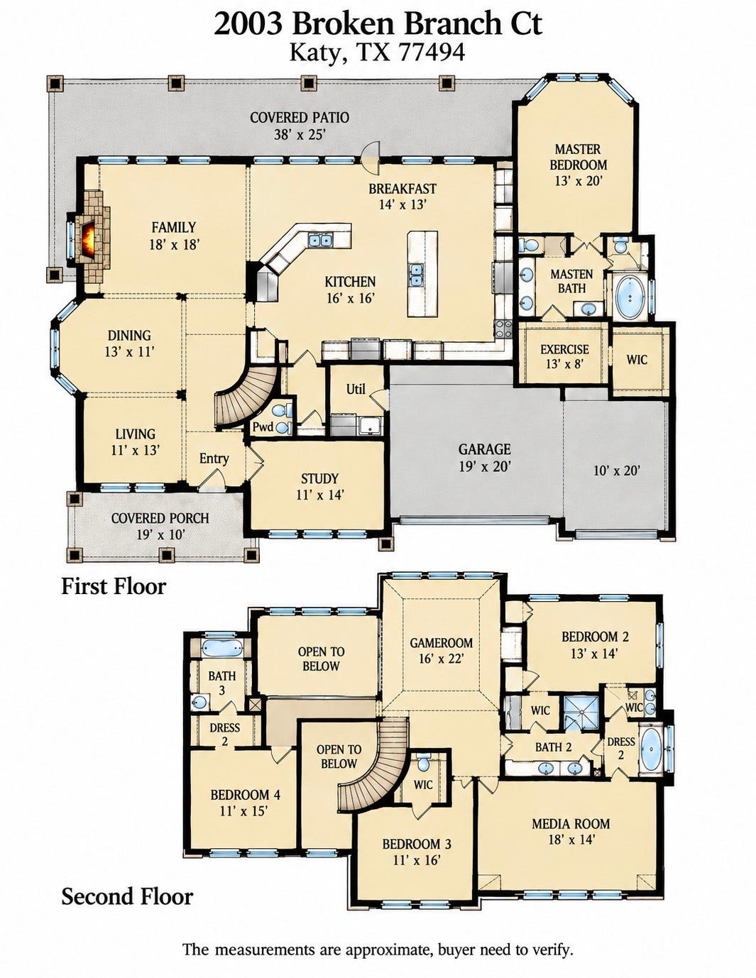 2003 Broken Branch Court, Katy, TX 77494 Floor Plan