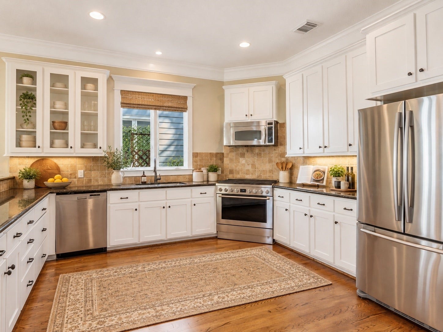 837 E 27th Street, Houston, TX 77009 Experience the perfect blend of elegance and functionality in this virtually staged kitchen, featuring pristine white cabinetry, modern stainless steel appliances, and beautiful flooring.