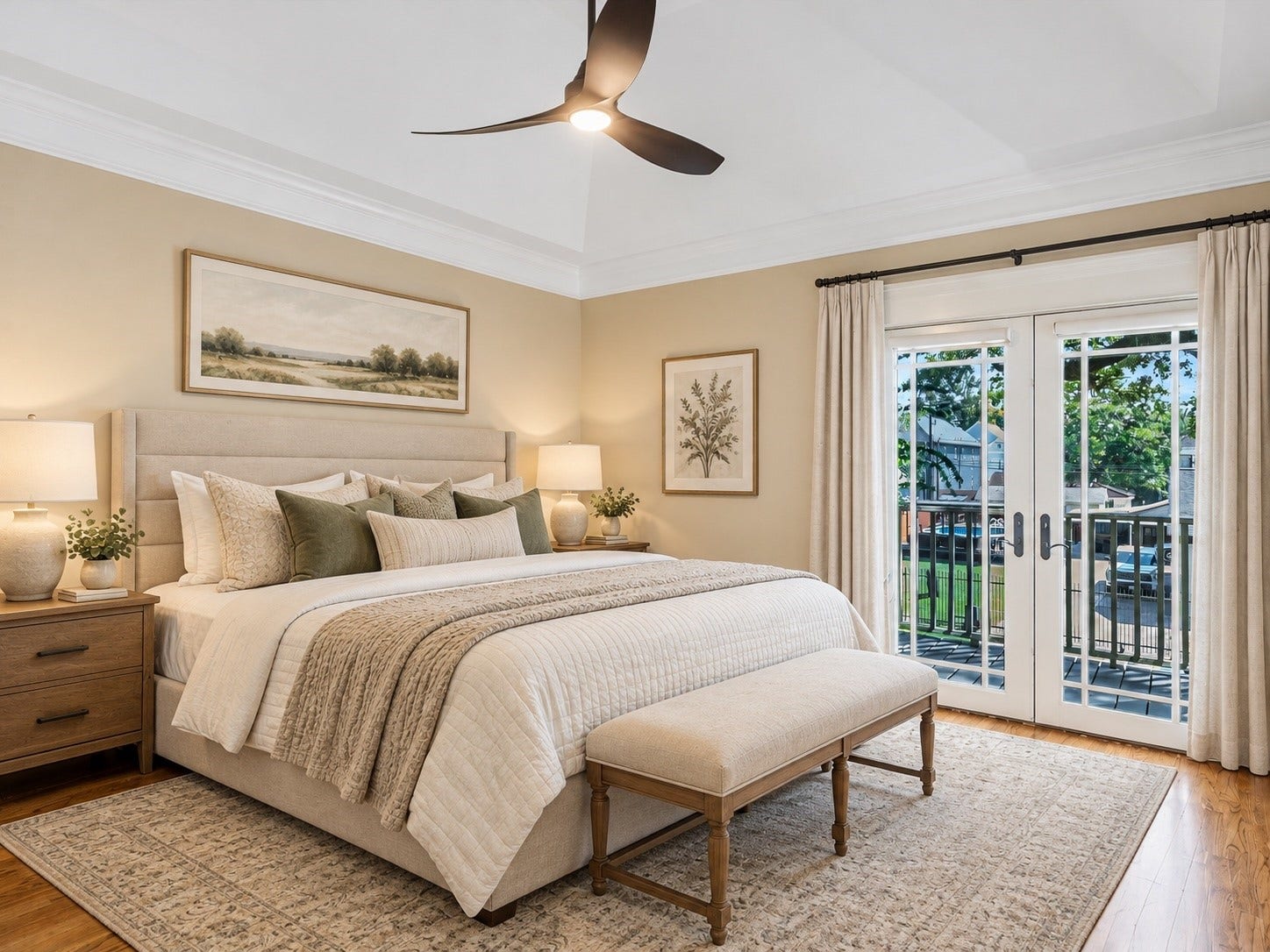 837 E 27th Street, Houston, TX 77009 This is the primary suite featuring beautiful french doors leading to the upstair balcony. This room has been virtually staged using AI.
